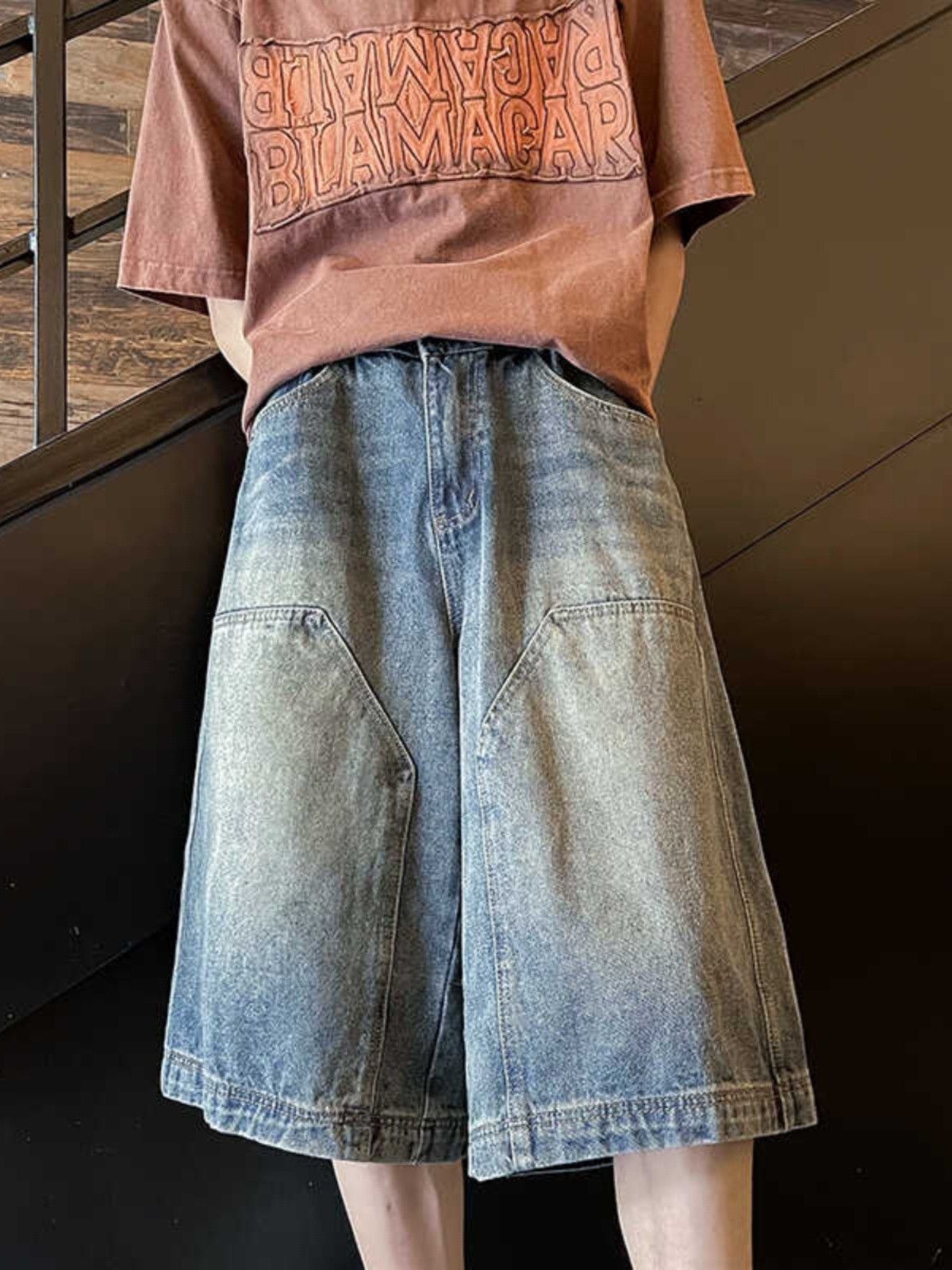 Japanese Brand × Jean Retro washed straight leg wide leg denim shorts Size US 32 / EU 48 - 3 Thumbnail