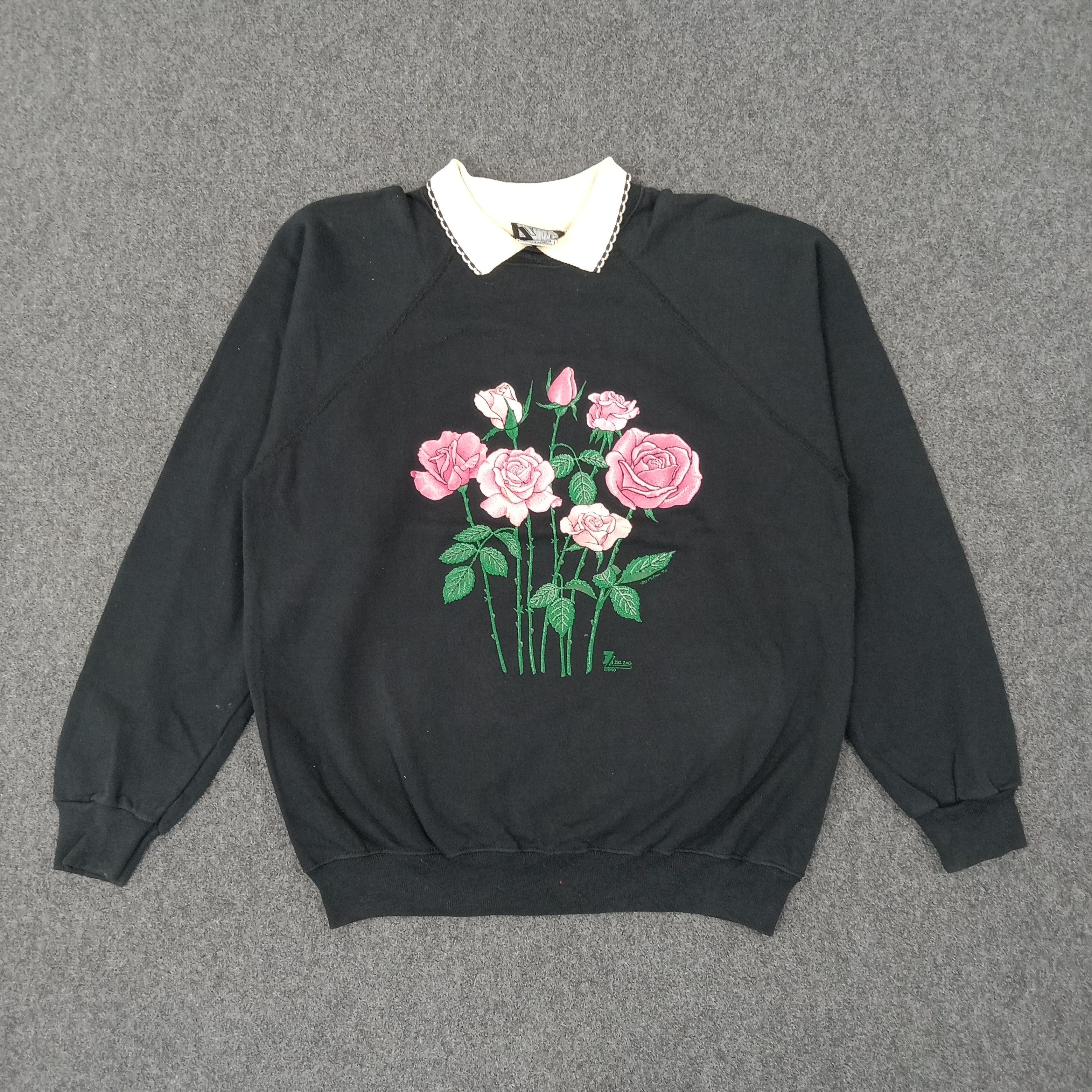 Vintage Vintage Flower Zig Zag American Preppy Style Sweatshirt Size US L / EU 52-54 / 3 - 1 Thumbnail