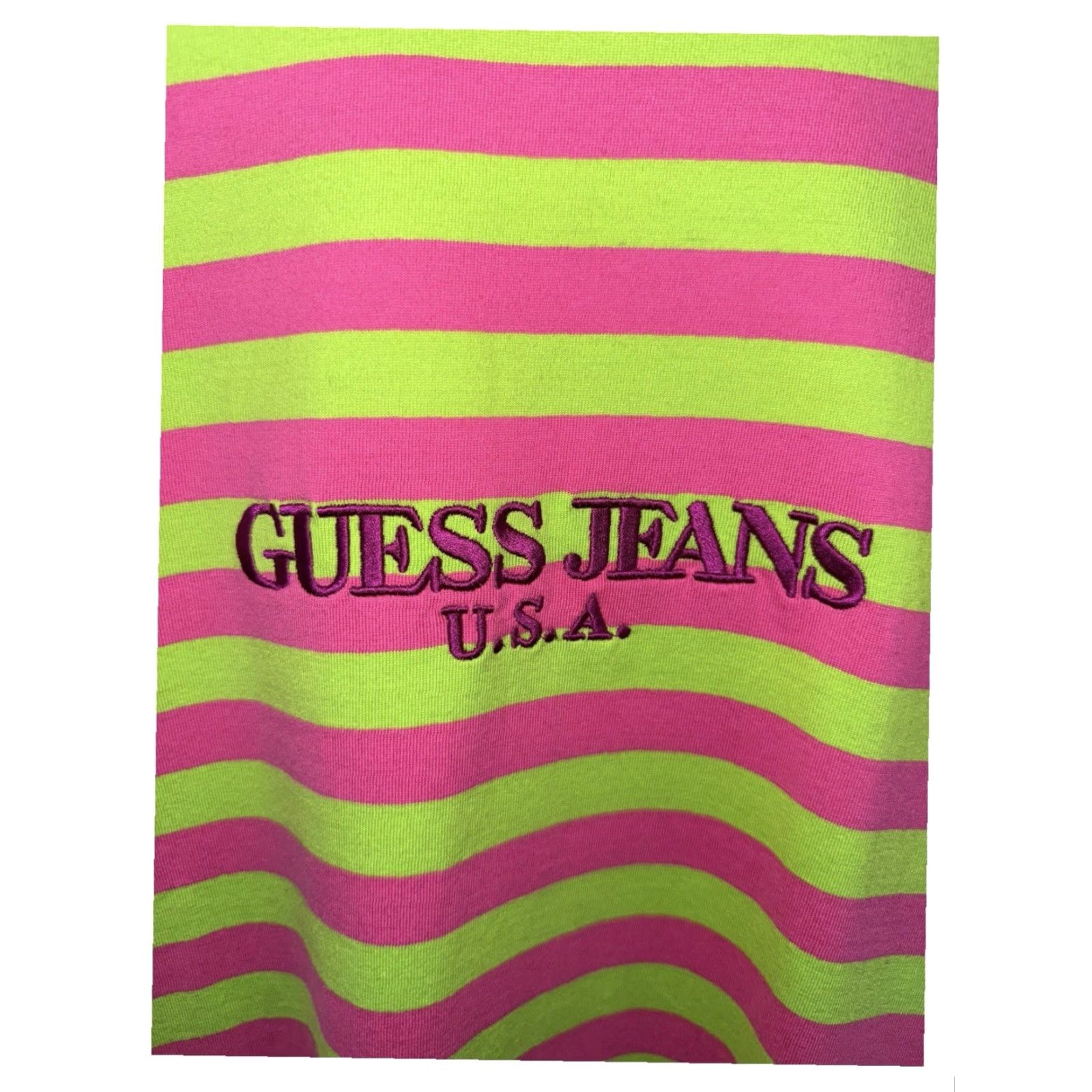 Guess GUESS Tee Sean Wotherspoon Farmers Market Stripe Tee Neon Pool Watermelon Sz L Mens Regular Red Striped T-Shirt 90s? Size US 33 - 3 Thumbnail