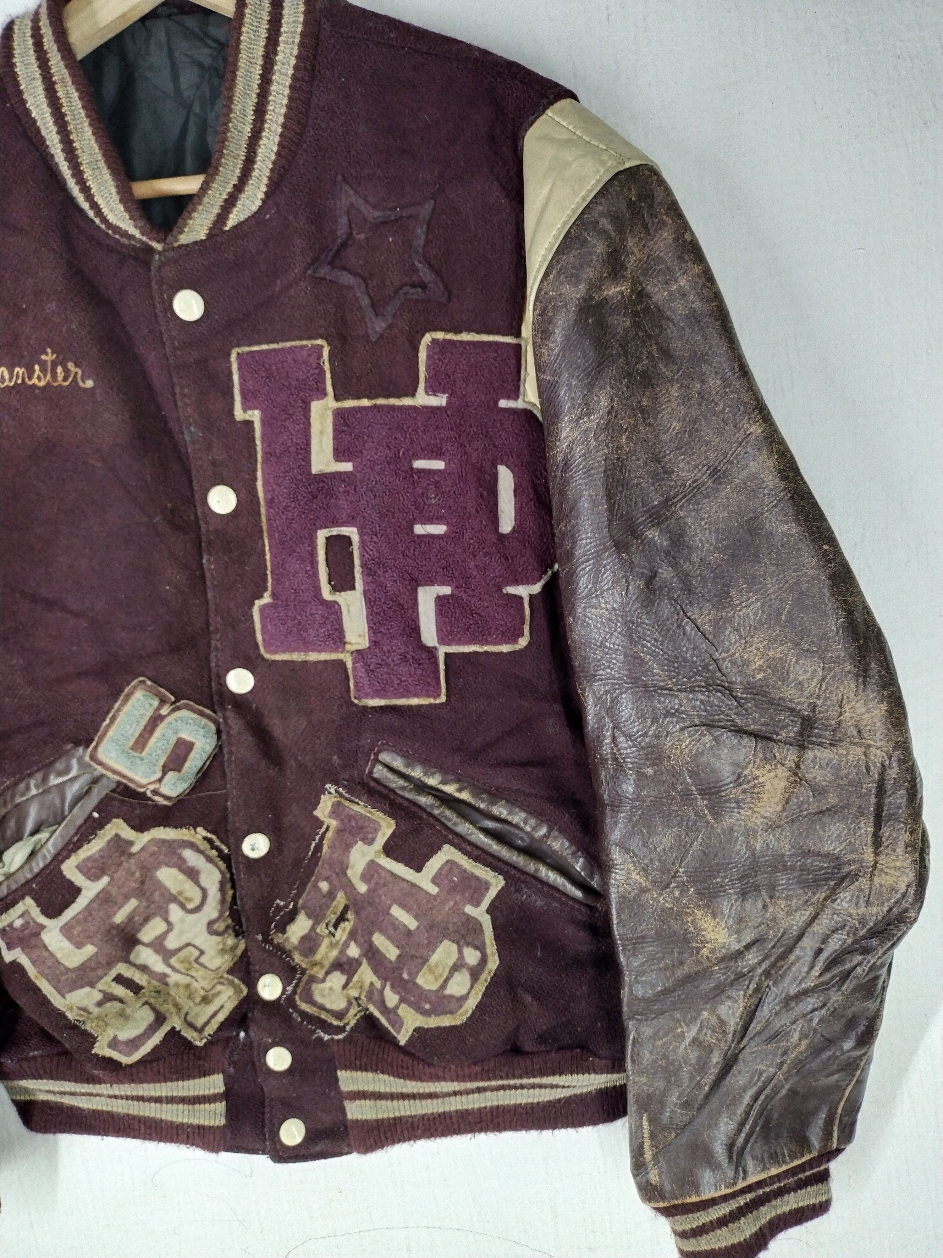 Vintage Rare Vintage Hagel Park Varsity Leather Wool Jacket Size US L / EU 52-54 / 3 - 3 Thumbnail