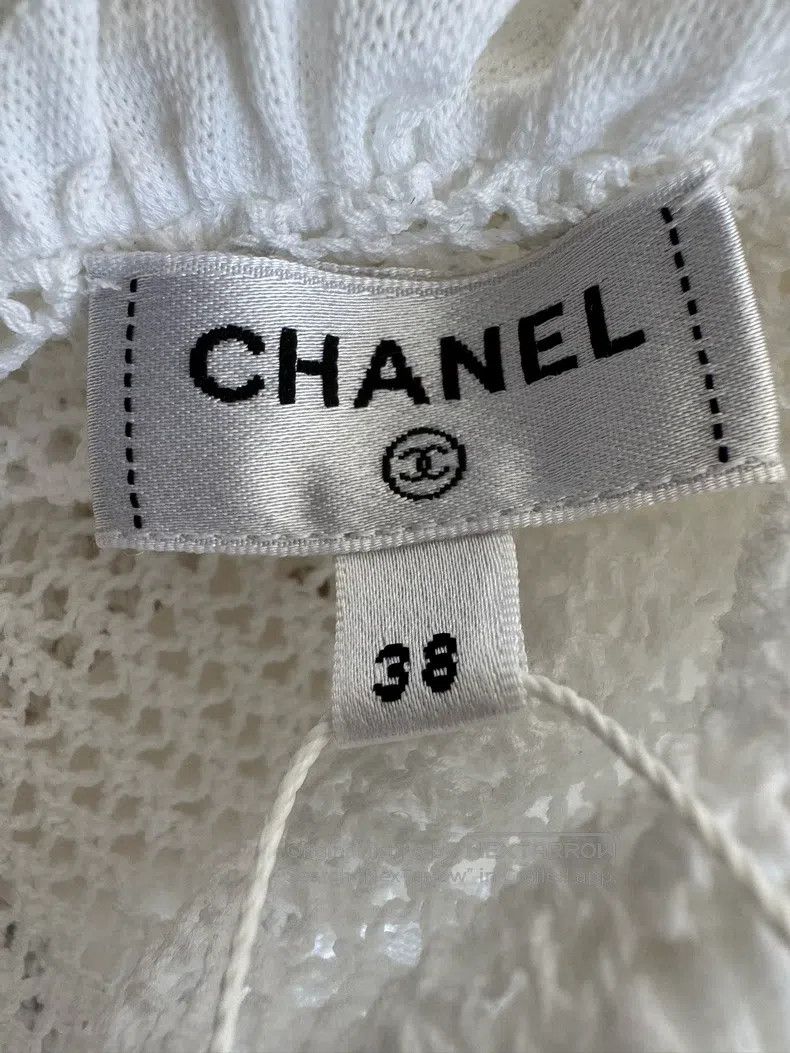 Chanel Chanel White ruffle collar double C jacquard hollow knitte Size XXS / US 00 / IT 34 - 3 Thumbnail