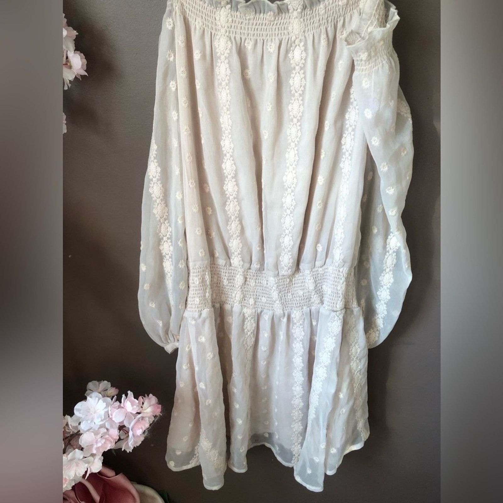 Free people lace embroidered sheer long sleeve dress. - crrs.pl