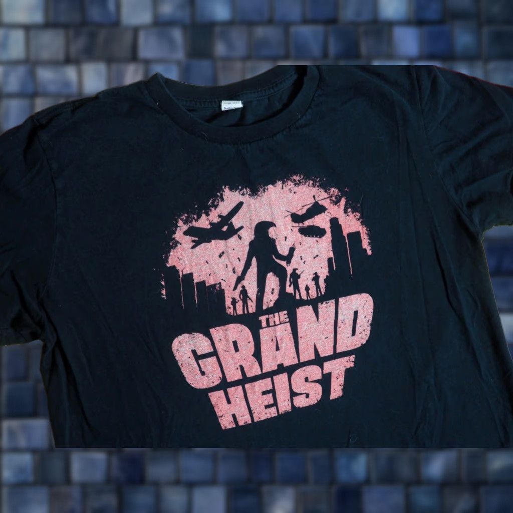 Vintage Rooster Teeth Achievement Hunter Lets Play Grand Heist Black Tee T-Shirt Mens M Size US M / EU 48-50 / 2 - 1 Thumbnail