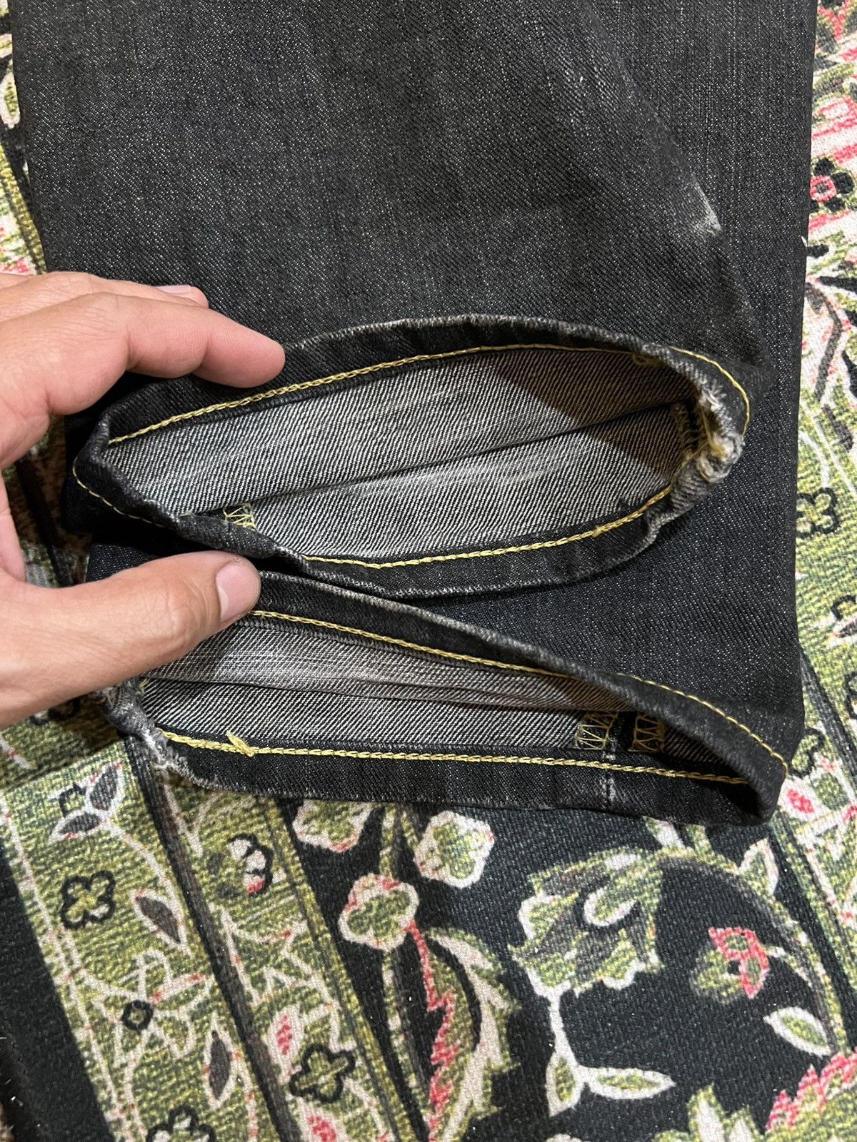 Japanese Brand Vintage 90’s style Lee Rider Super Black Distress Jeans Size US 33 - 11 Thumbnail