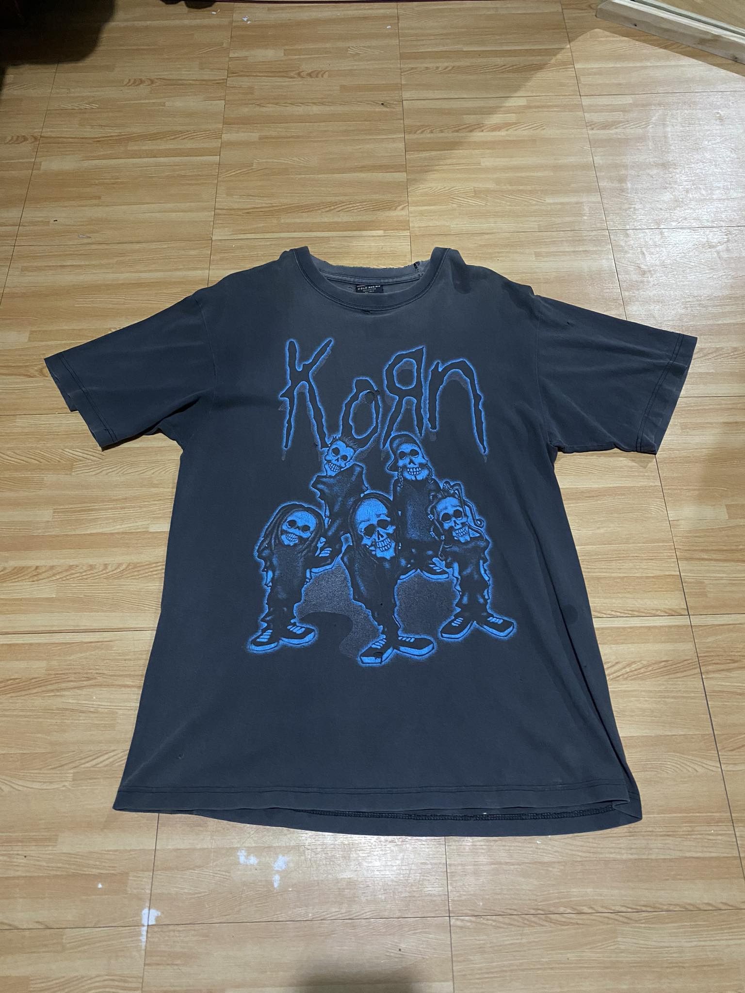 image of Band Tees x Vintage Korn Skeleton 00S in Fade To Grey, Men's (Size Large)