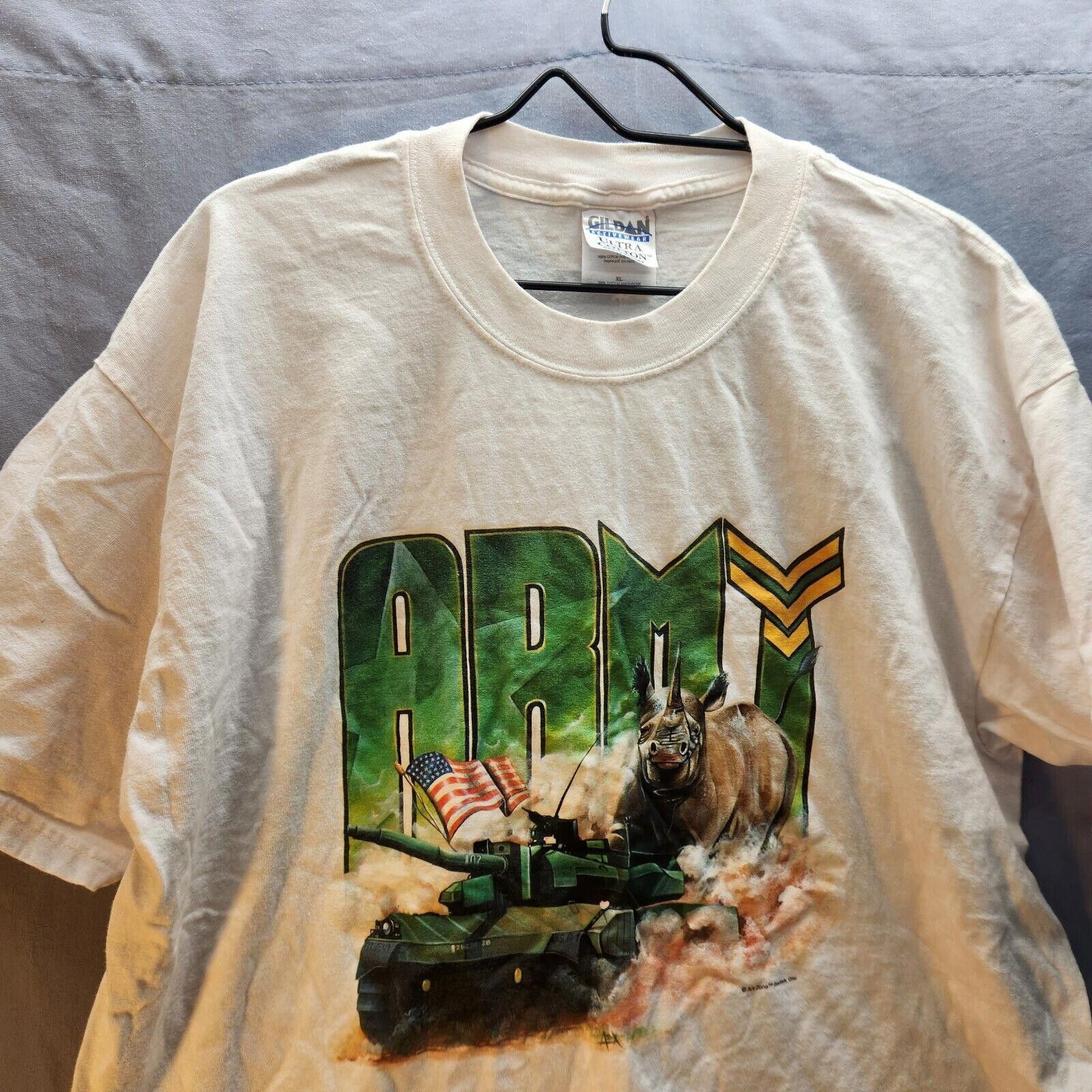 Gildan Vintage Gildan ARMY Graphic Tshirt White Size XL Size US XL / EU 56 / 4 - 2 Thumbnail