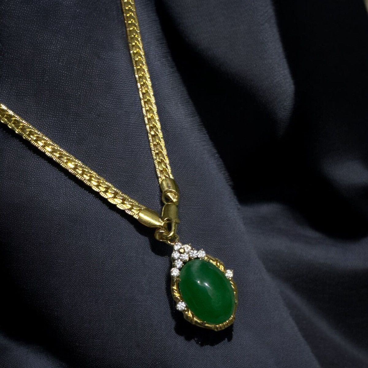 Jewelry JADE PENDANT 18K GOLD PLATED NECKLACE Size ONE SIZE - 1 Thumbnail