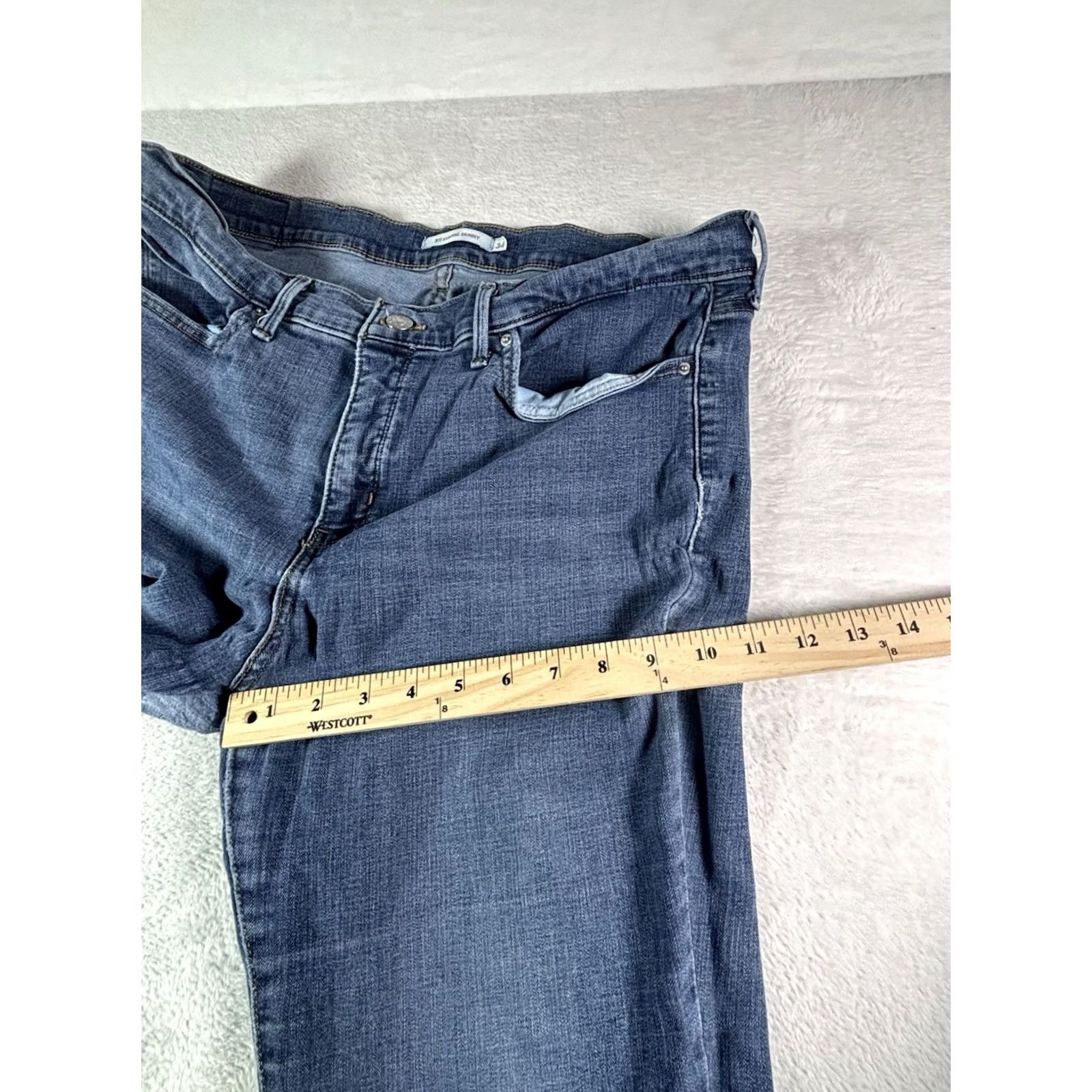 Levi's Levi's 311 Shaping Skinny Jeans Women Dark Wash Distressed 34x32 Denim 5-Pocket Logo Zipper Button Size 24" / US 00 / IT 34 - 6 Thumbnail