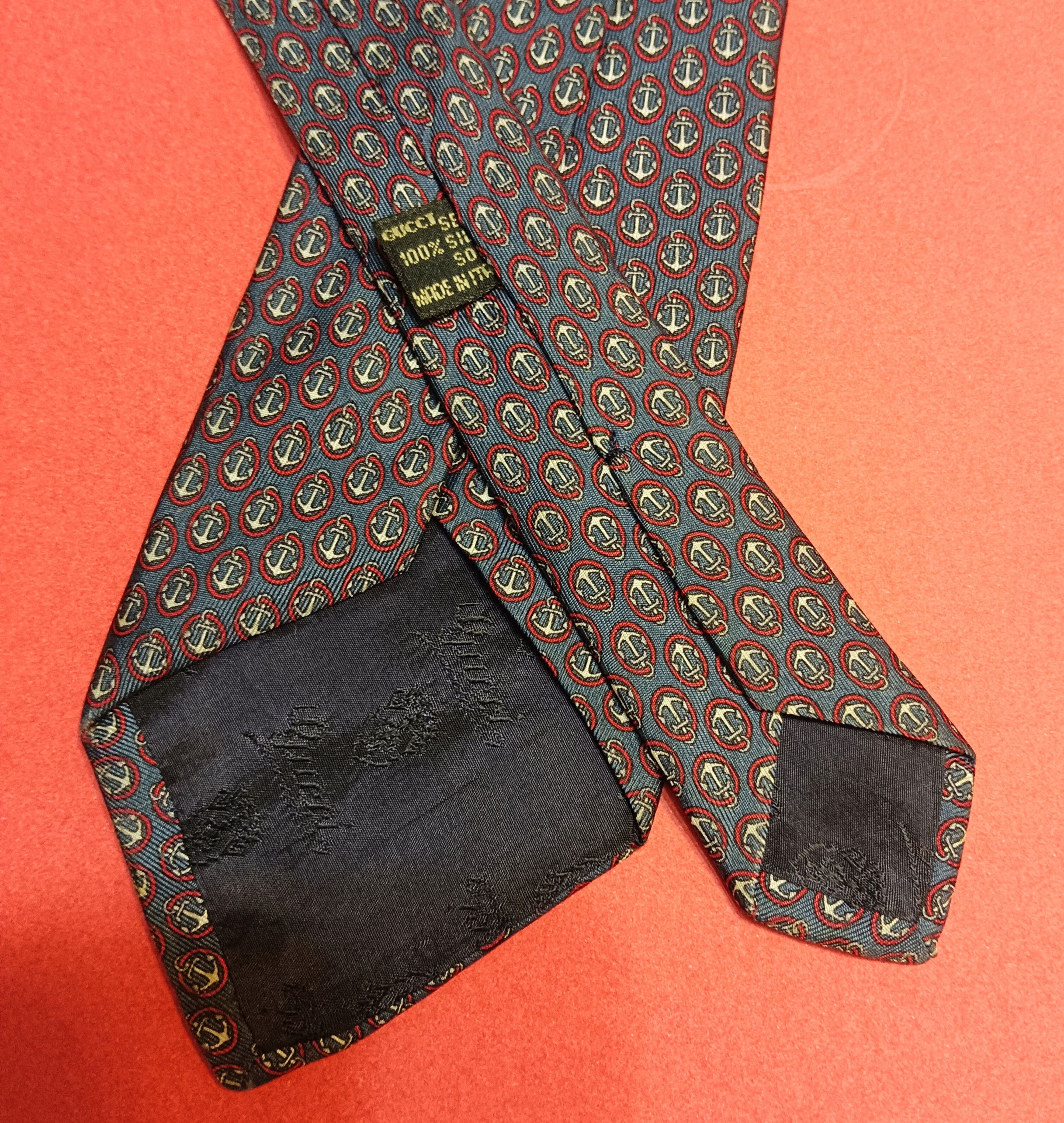 Gucci Vtg 80s GUCCI Silk Men's Tie Italy Size ONE SIZE - 5 Thumbnail
