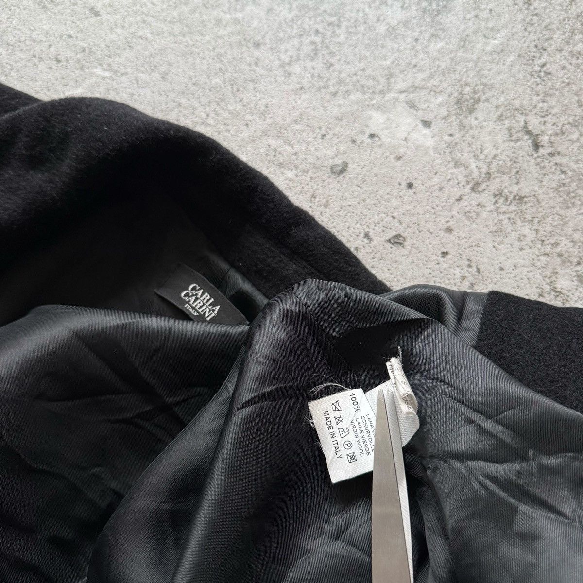 Other Carla Carini Italy Women Black Long Wool Coat Jacket Classic Size L / US 10 / IT 46 - 8 Thumbnail