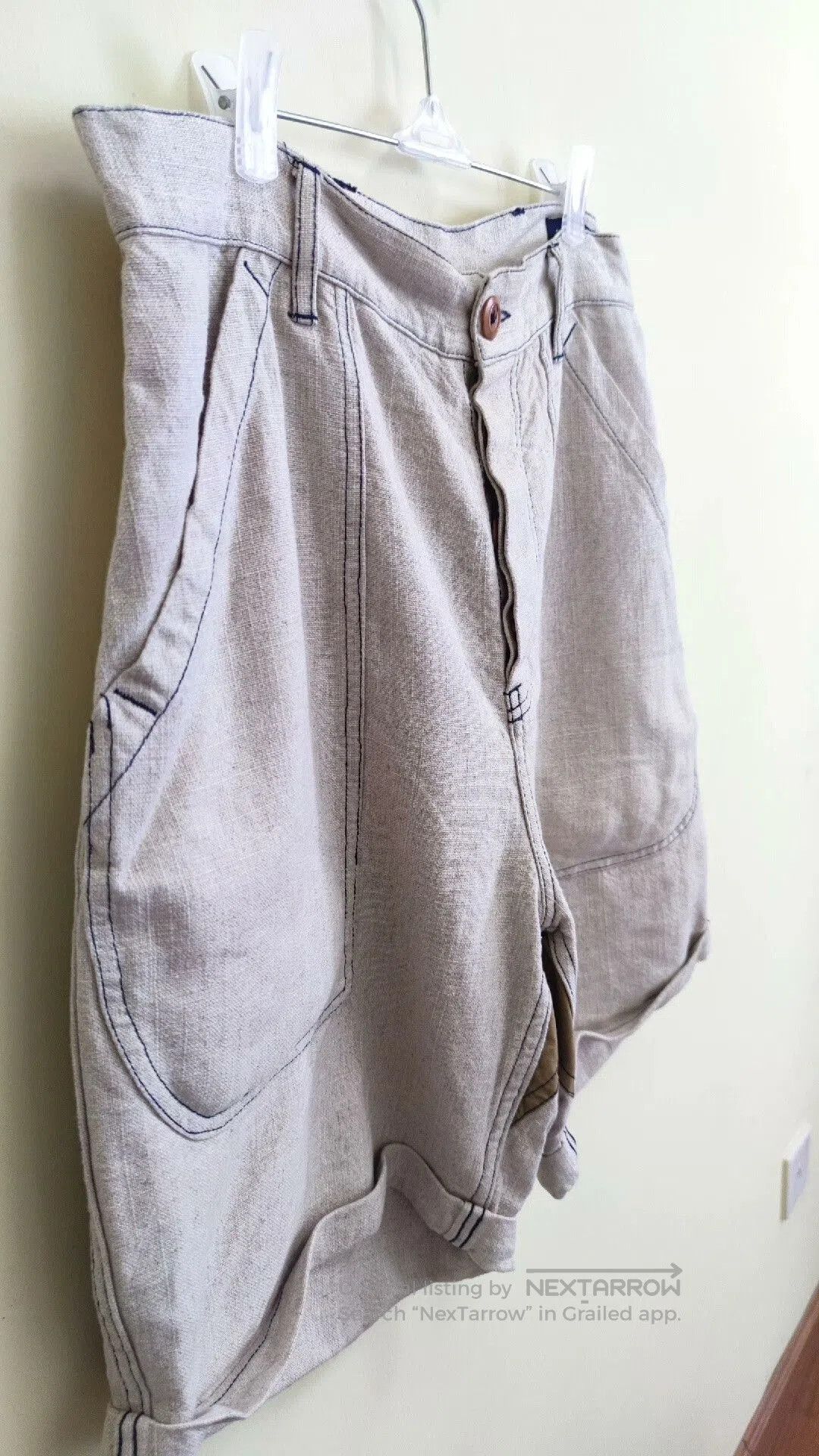 Bleu De Paname Stylish Color-Block Linen Work Shorts. Size US 32 / EU 48 - 3 Thumbnail