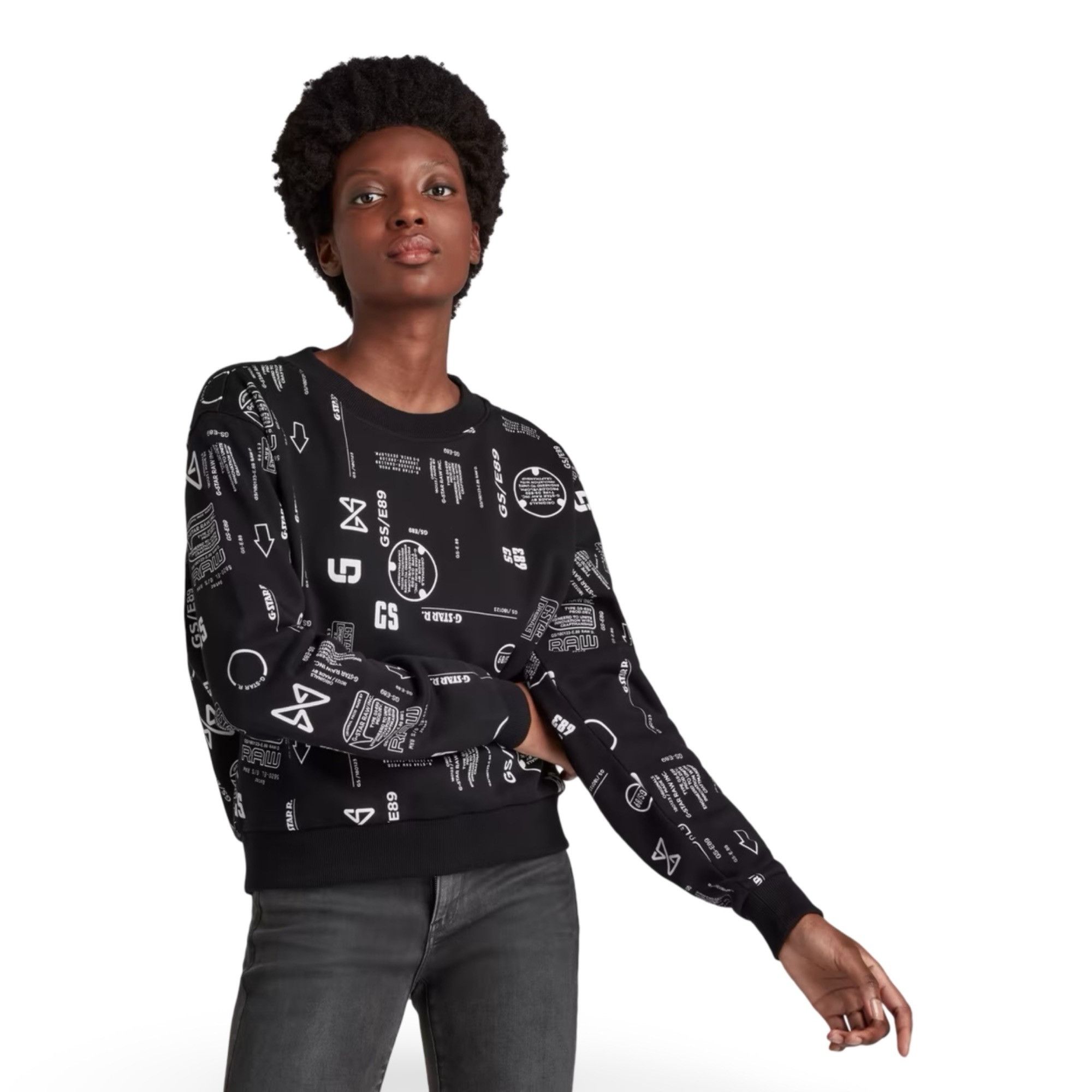 G-Star G-Star RAW D20500 Cropped Graphic Sweatshirt Black Women’s M Size M / US 6-8 / IT 42-44 - 3 Thumbnail