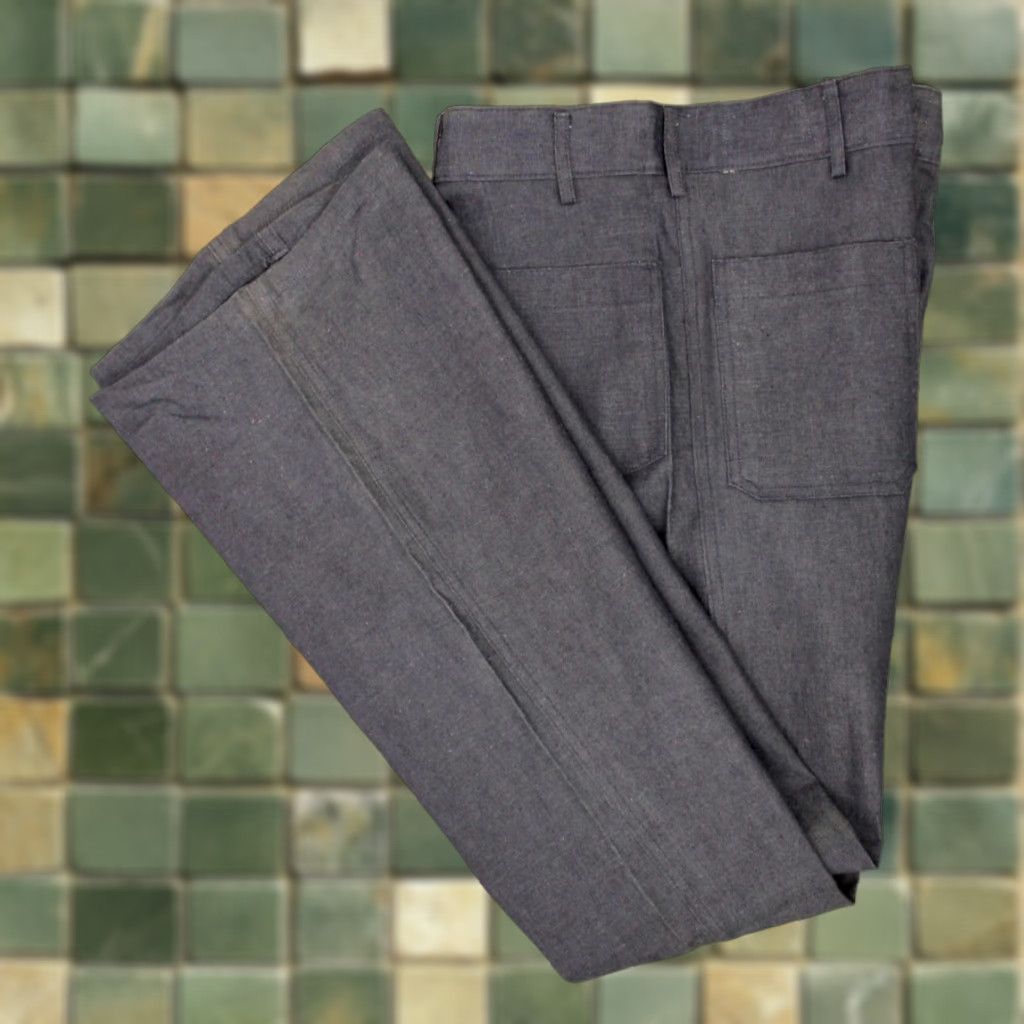 VINTAGE Seafarer Jeans Bellbottom Navy 60s NOS 1960s Mens Denim Size 33 Inseam 36.5 Blue 46