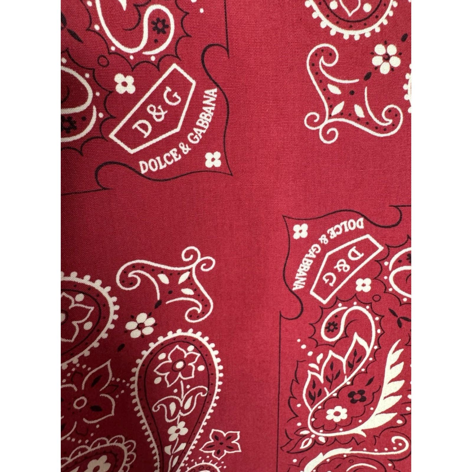 Dolce & Gabbana DOLCE&GABBANA Limited Edition Paisley Bandana Style Shirt B14 Red Men Short Sleeve 38 Regular Button-Up Size US M / EU 48-50 / 2 - 5 Thumbnail