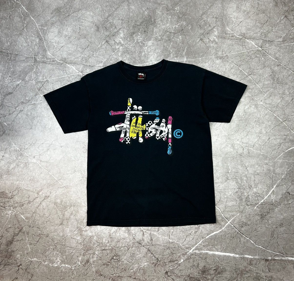 Stussy × Vintage Stussy Vintage Y2K Navy Blue Big Logo T-shirt Men's Medium Size US M / EU 48-50 / 2 - 2 Thumbnail