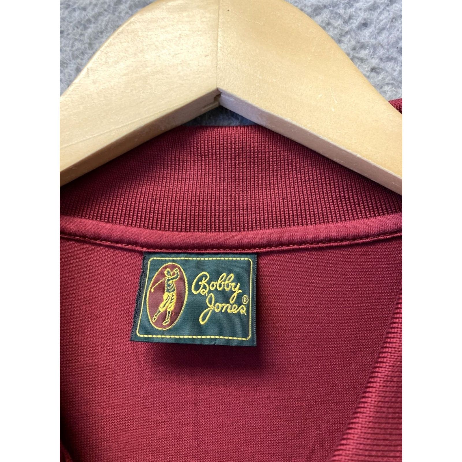 Vintage Bobby Jones Polo Golf Shirt Men’s Large Maroon Cotton Knit Short Sleeve Button Collar Logo Made in Italy /0705 Size US L / EU 52-54 / 3 - 4 Thumbnail