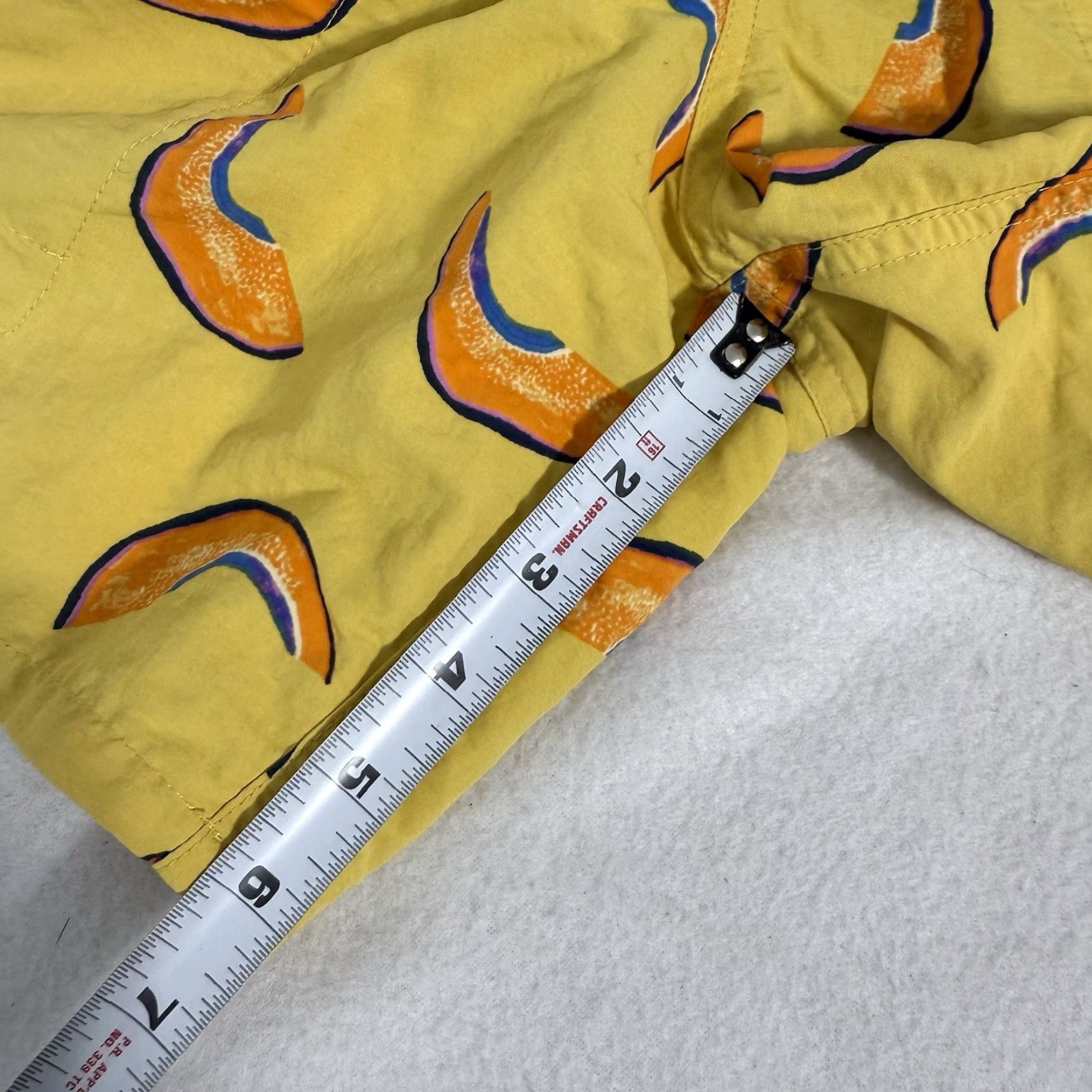 Patagonia Patagonia Swim Trunks Mens Sz M Yellow Orange Print Retro Style Lined Geometric Beach Surfing Bottom Shorts Size US 31 - 6 Thumbnail