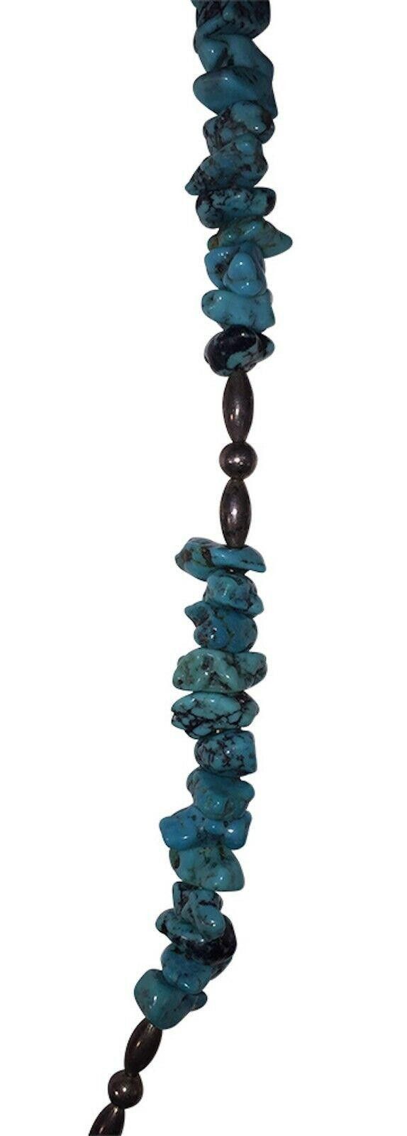 Handmade Sterling Silver Bead and Turquoise Nugget Bead Necklace Size ONE SIZE - 3 Thumbnail