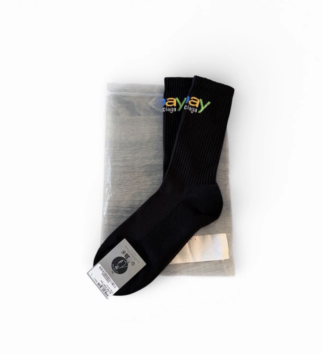 Balenciaga × eBay Balenciaga Ebay Socks In Black Size Large Authentic Size ONE SIZE - 8 Thumbnail