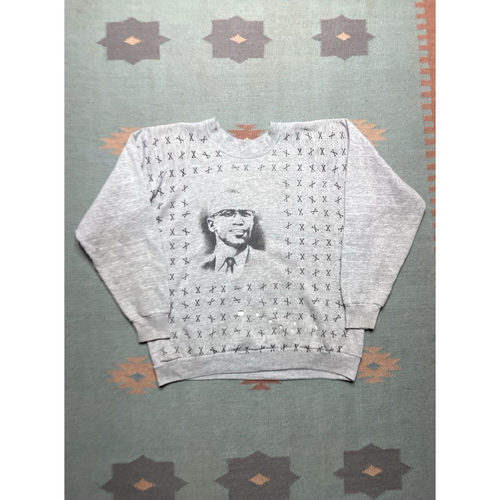 Vintage VINTAGE Malcolm X all over print crewneck sweatshirt 90s 80s black history XL Men Sweatshirt Pullover Size US XL / EU 56 / 4 - 2 Thumbnail