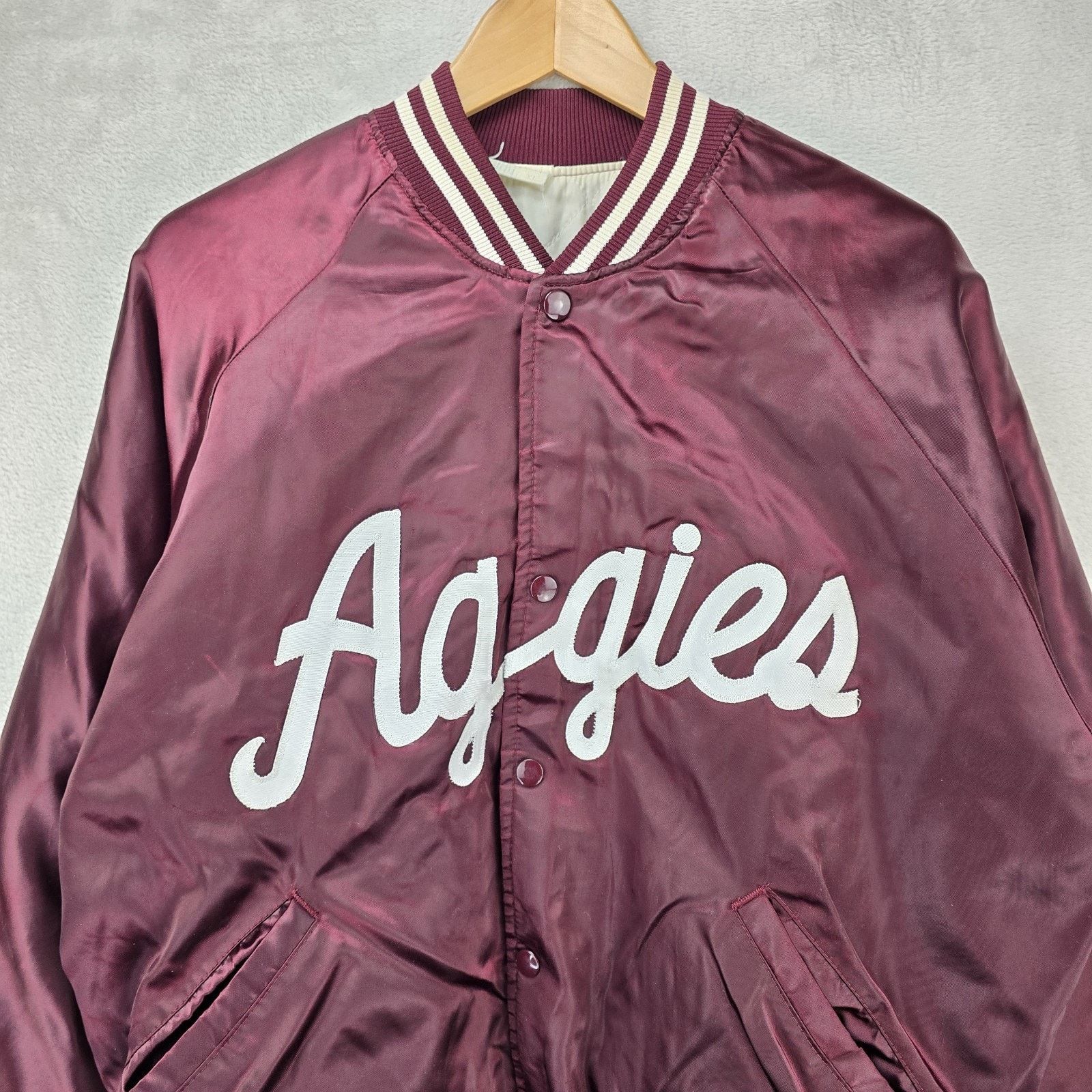 Other Vintage Texas A&M Aggies Satin Bomber Jacket XL Maroon 80s Size US XL / EU 56 / 4 - 3 Thumbnail