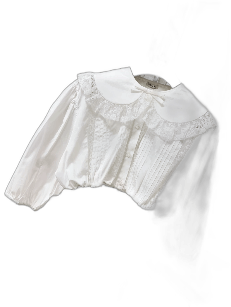 Miu Miu Miu Miu White Lace Collar High Waist Shirt Size M / US 6-8 / IT 42-44 - 1 Thumbnail