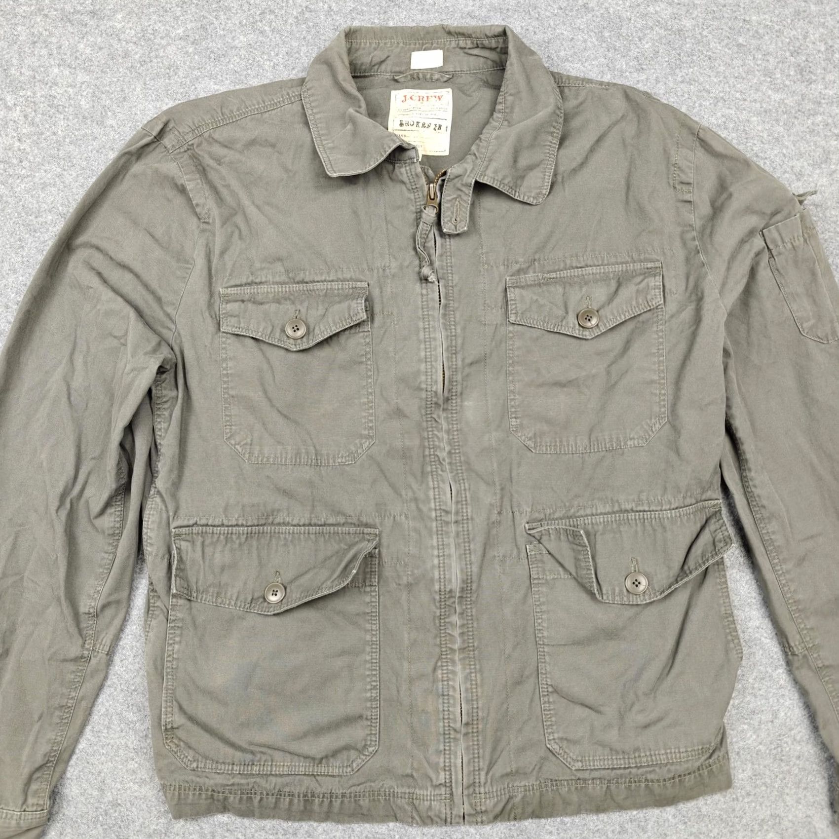 J.Crew J.Crew Jacket Womens XL Green Broken In Canvas Military Field Full Zip Pockets Size XL / US 12-14 / IT 48-50 - 2 Thumbnail