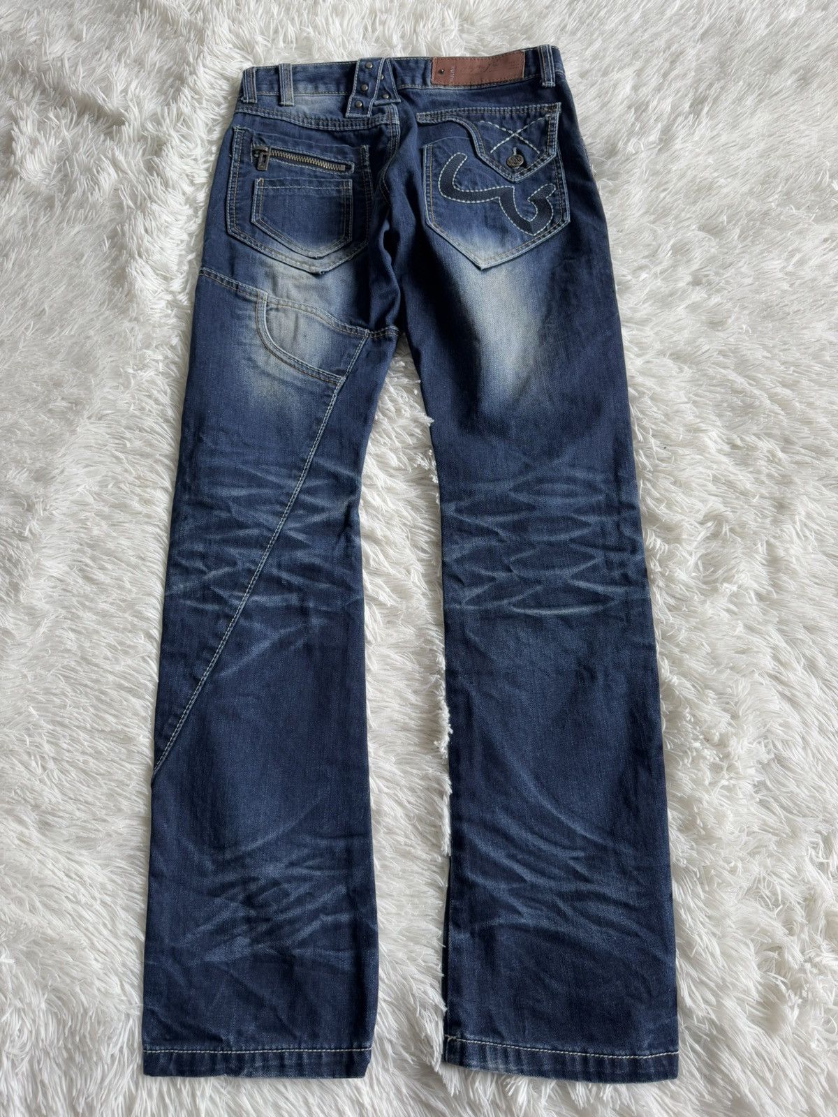 If Six Was Nine Japan Rag Crazy Utility Patchwork Washed Wide Denim Jeans Size US 29 - 4 Thumbnail