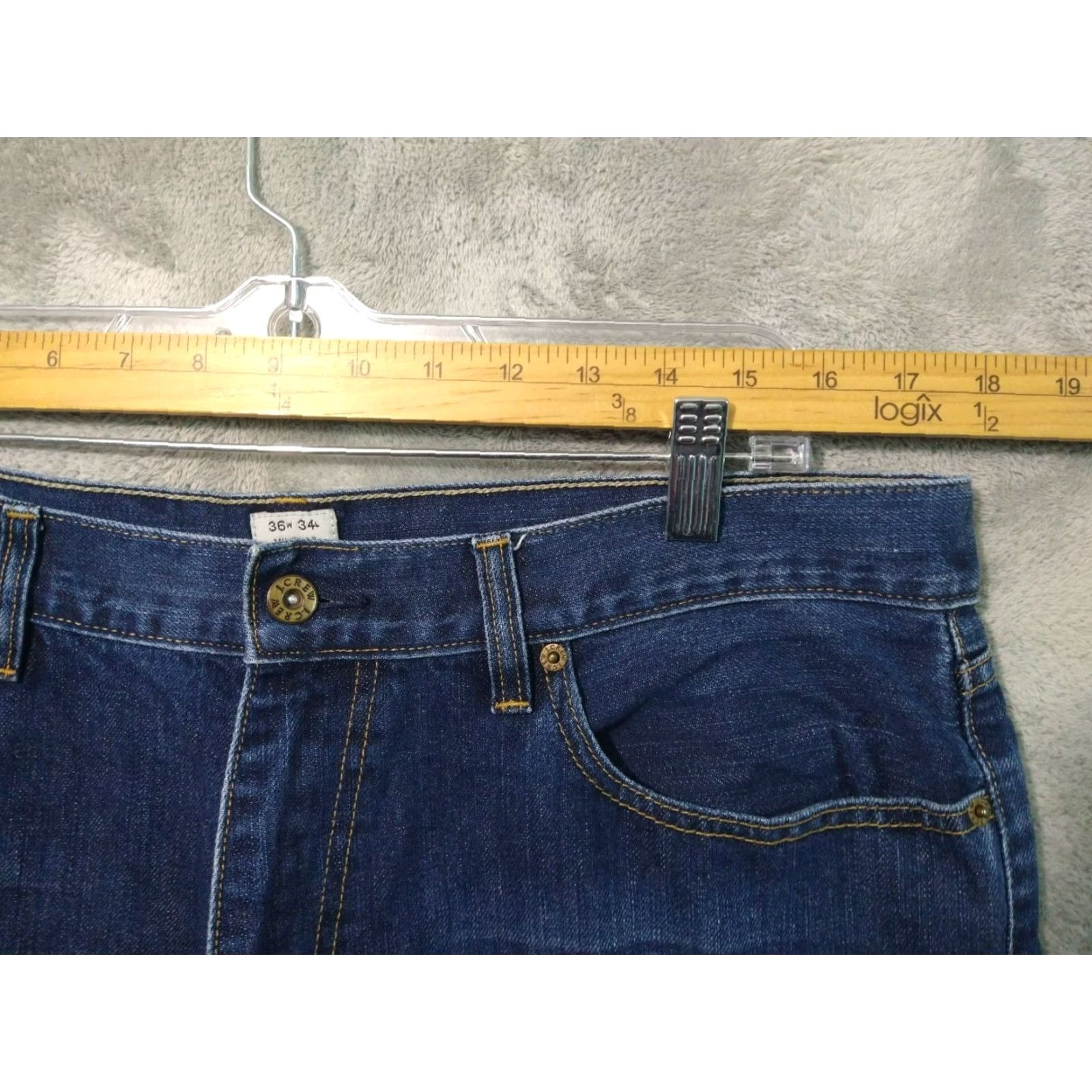 J.Crew J Crew Jeans Mens 36x34 Blue Denim Slim Straight Leg Mid Rise Dark Wash Size US 36 / EU 52 - 3 Thumbnail