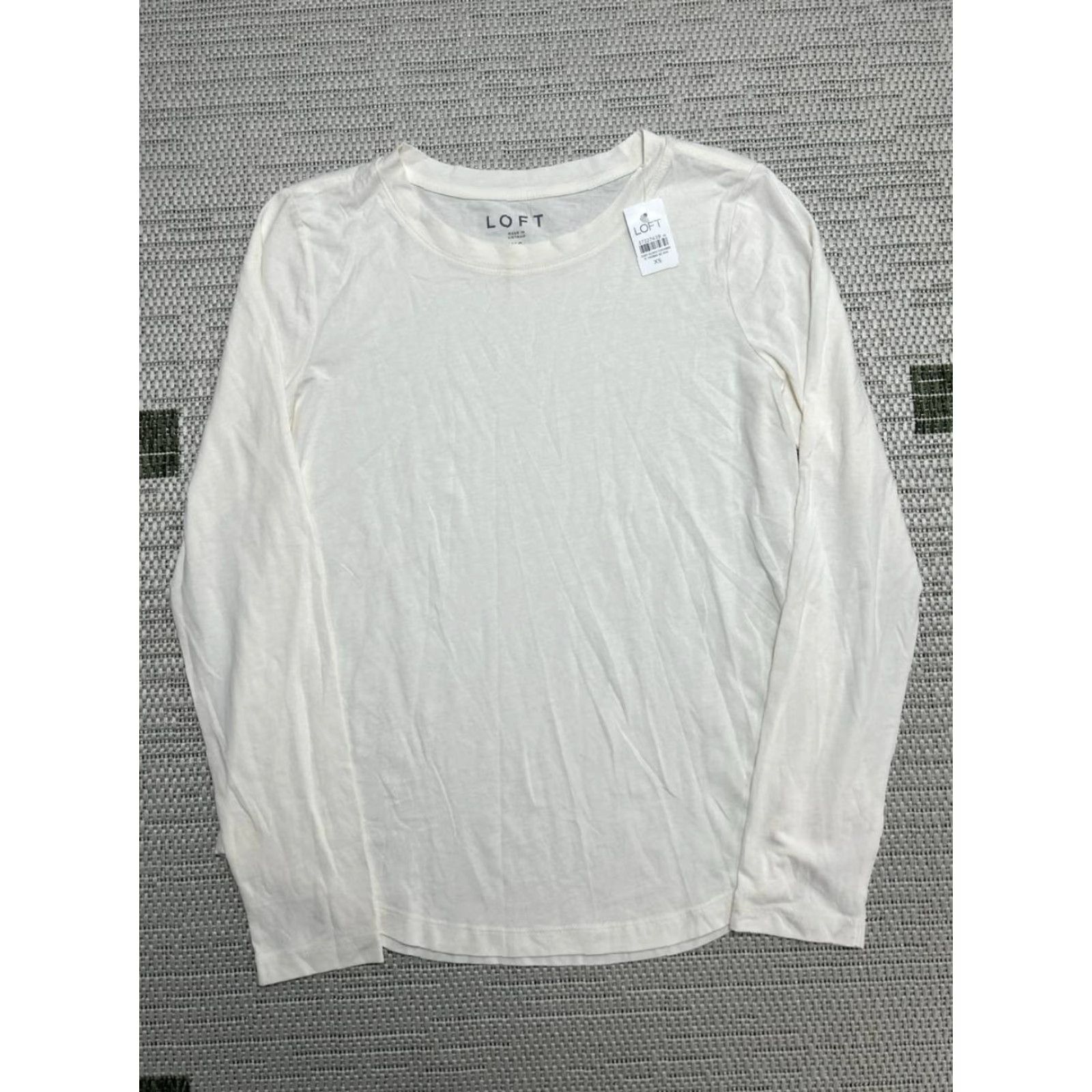 Loft Loft Womens XS White Cotton Classic Fit Shirt Tail Hem Crew Neck Tee Size XS / US 0-2 / IT 36-38 - 2 Thumbnail