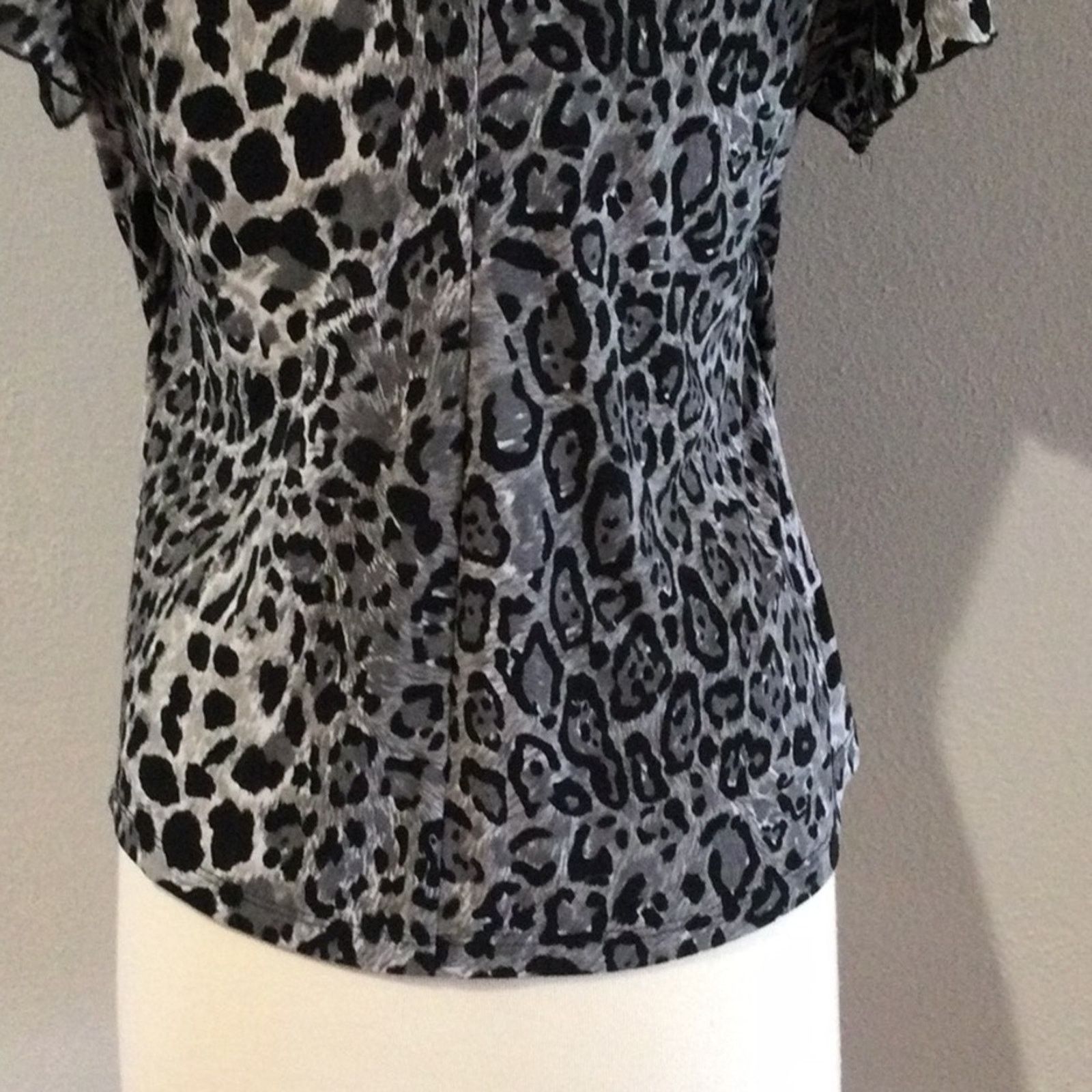 Other Ashli Couture Gray & Black Leopard Print Pleated Blouse L Size L / US 10 / IT 46 - 9 Thumbnail