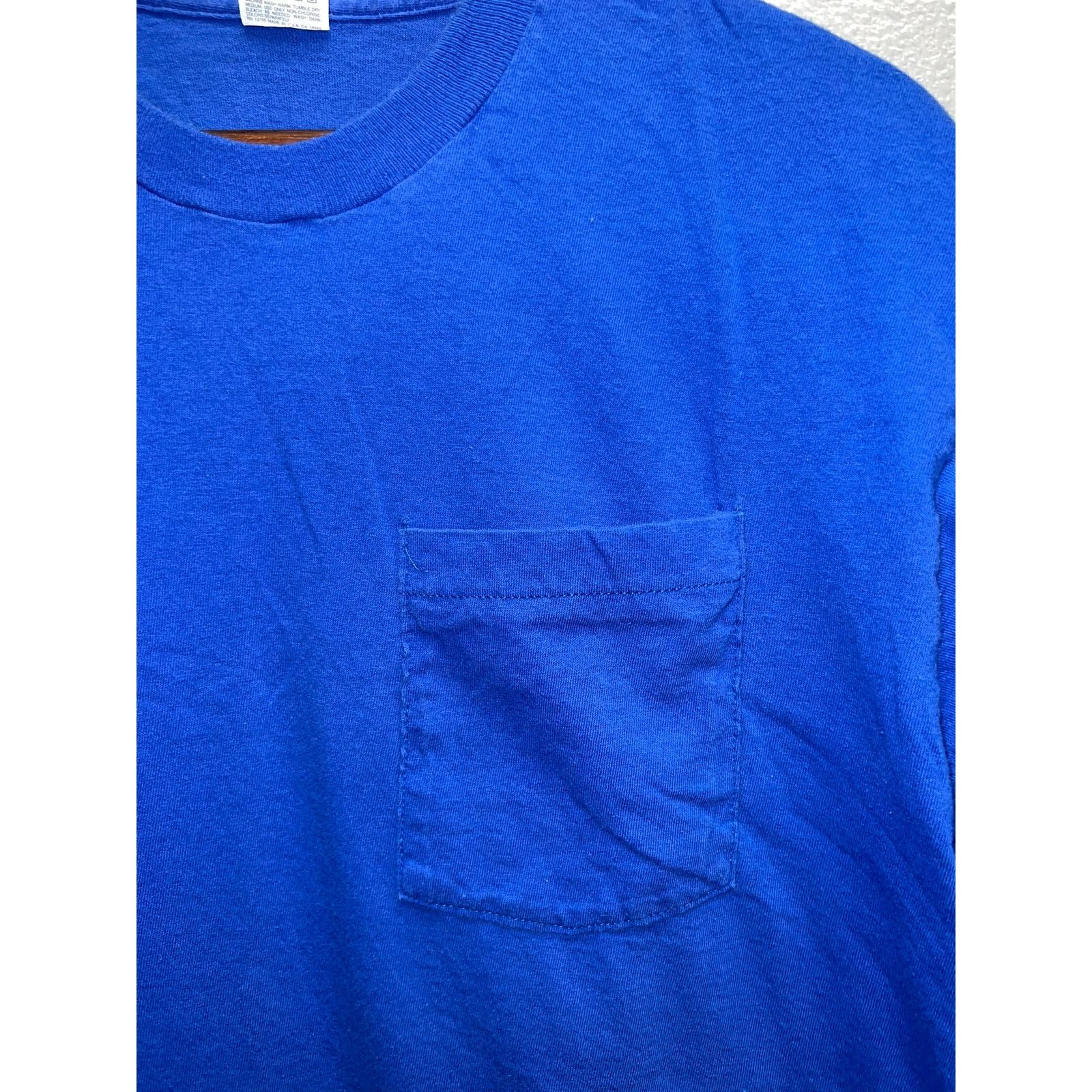 Fruit Of The Loom Vintage Blue Blank Shirt Fruit Of The Loom 90s Tee VTG Large Size US L / EU 52-54 / 3 - 3 Thumbnail