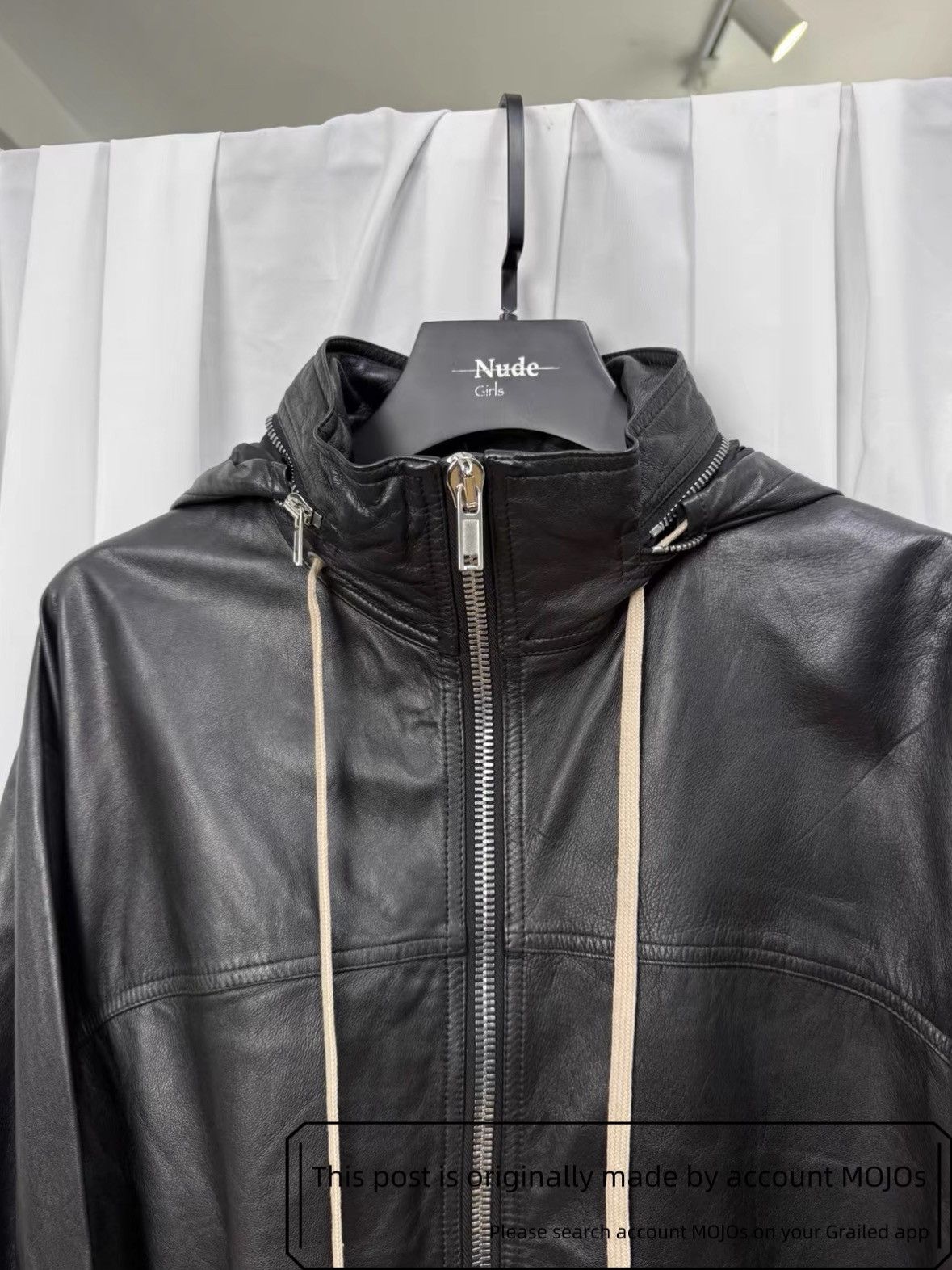 Rick Owens Sz 40 Rick Owens M65 Leather OS Hoodie Jacket mojos2149 Size US L / EU 52-54 / 3 - 3 Thumbnail