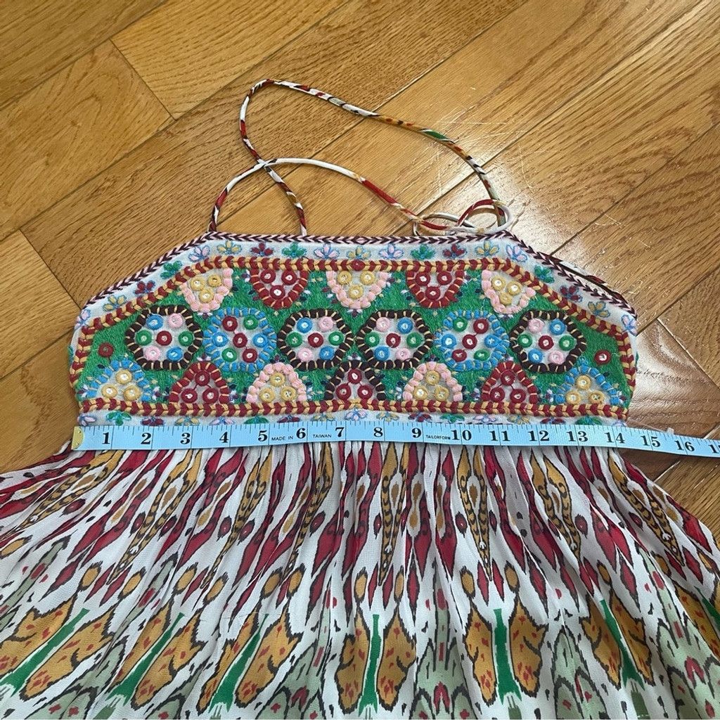 Zara ZARA Chiffon Printed Strappy Embroidered Dress Open Back XS Size XS / US 0-2 / IT 36-38 - 13 Thumbnail