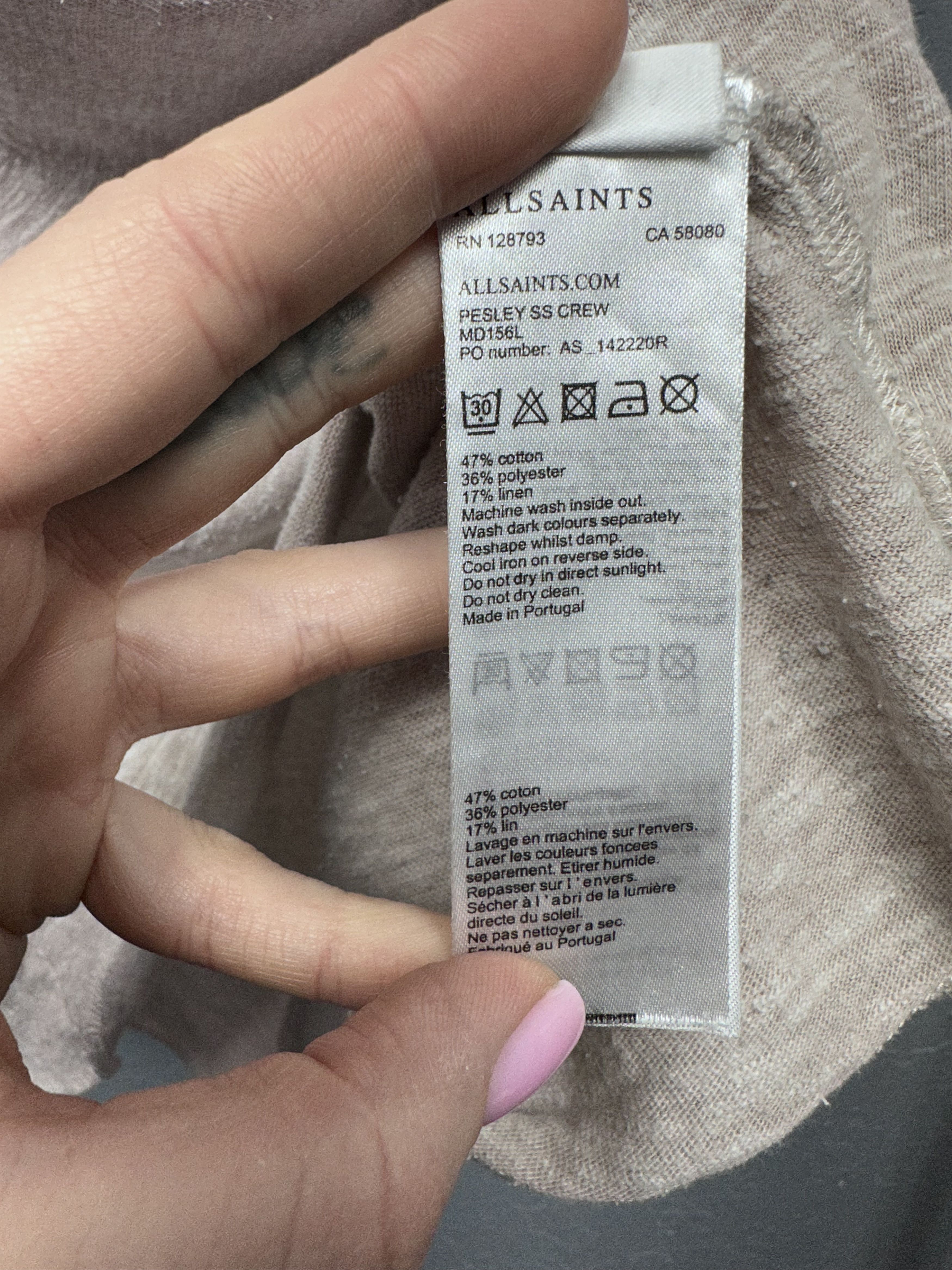 Allsaints Allsaints Pesley Cotton-Polyester-Linen Crew Neck T-Shirt Size US L / EU 52-54 / 3 - 4 Thumbnail