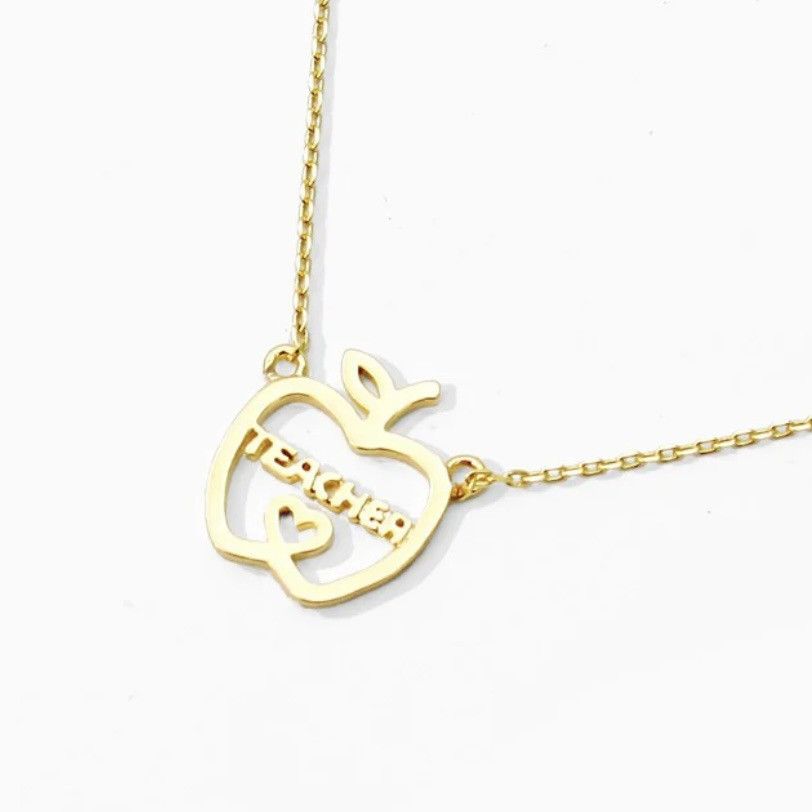 Other 18K gold dipped Teacher apple pendant necklace Size ONE SIZE - 2 Thumbnail