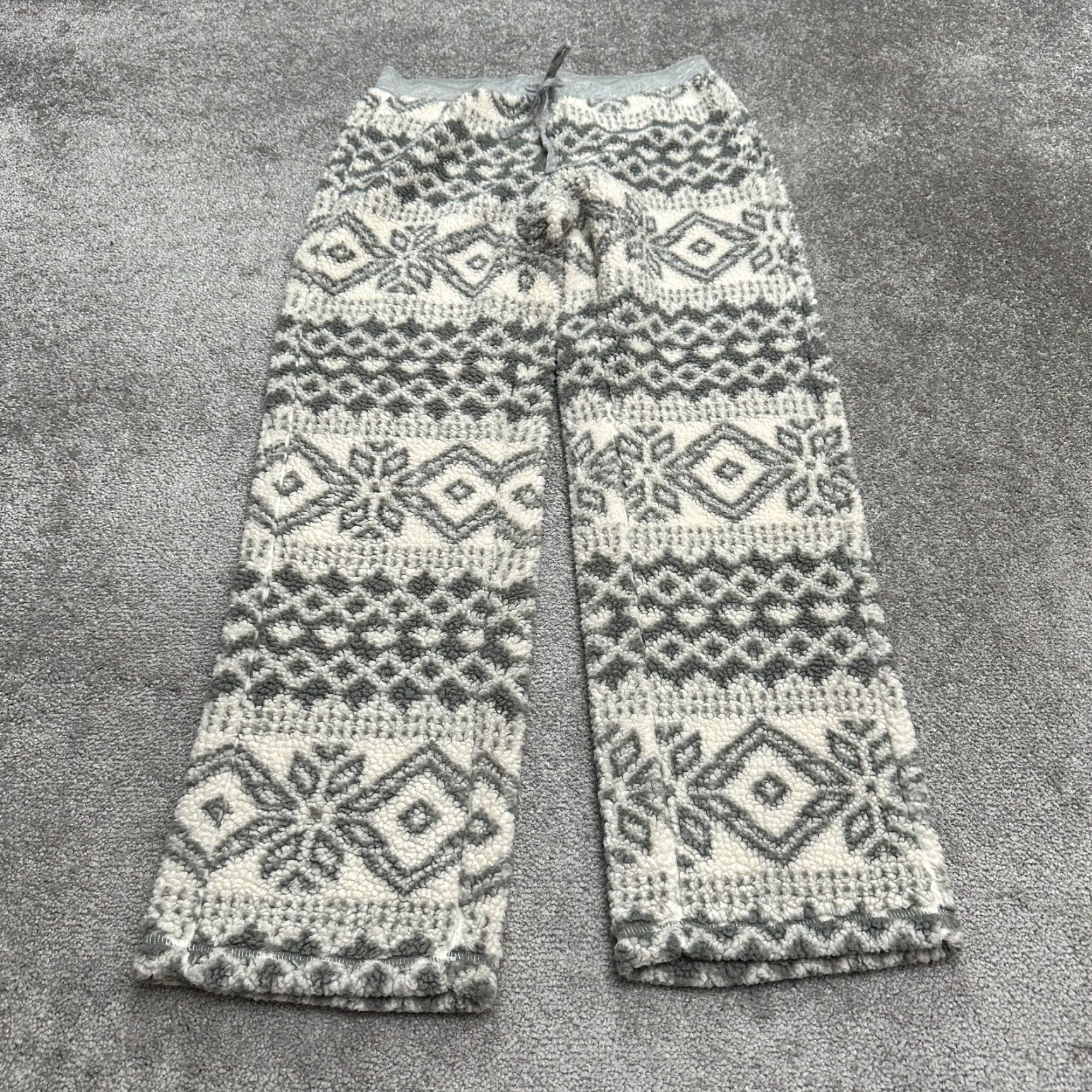 Vintage Dylan Lounge Pants Womens Small Gray Geometric Fleece Drawstring Lightweight Classic Size 28" / US 6 / IT 42 - 2 Thumbnail