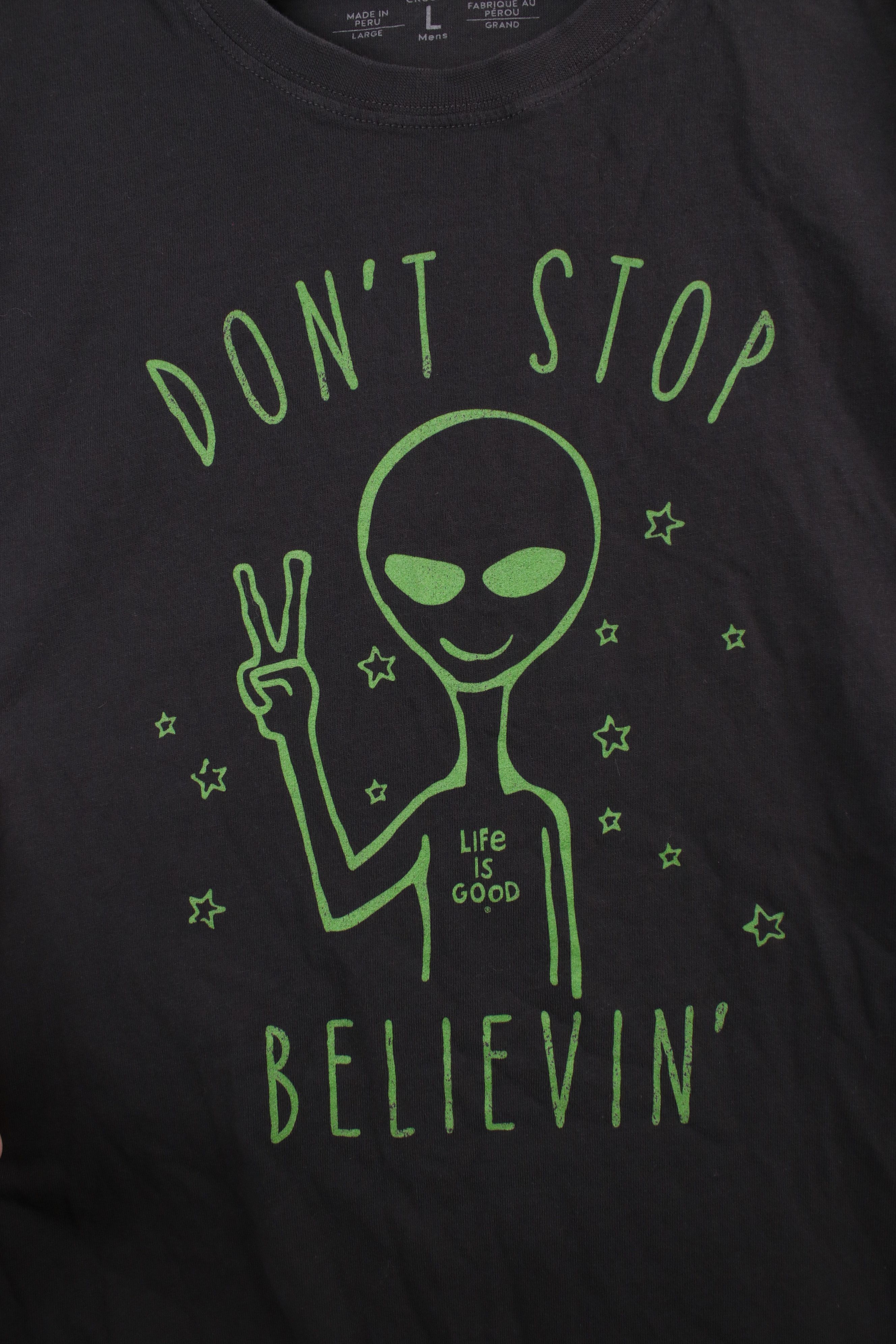 Life is Good × Vintage Life Is Good Spell Don't Stop Believing Alien Space T-Shirt Size US L / EU 52-54 / 3 - 5 Thumbnail
