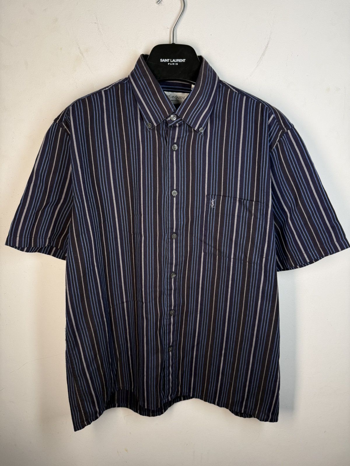 Yves Saint Laurent Super Soft YSL Shirt Summer Button Up w/ Logo Vintage Collar Size US L / EU 52-54 / 3 - 2 Thumbnail