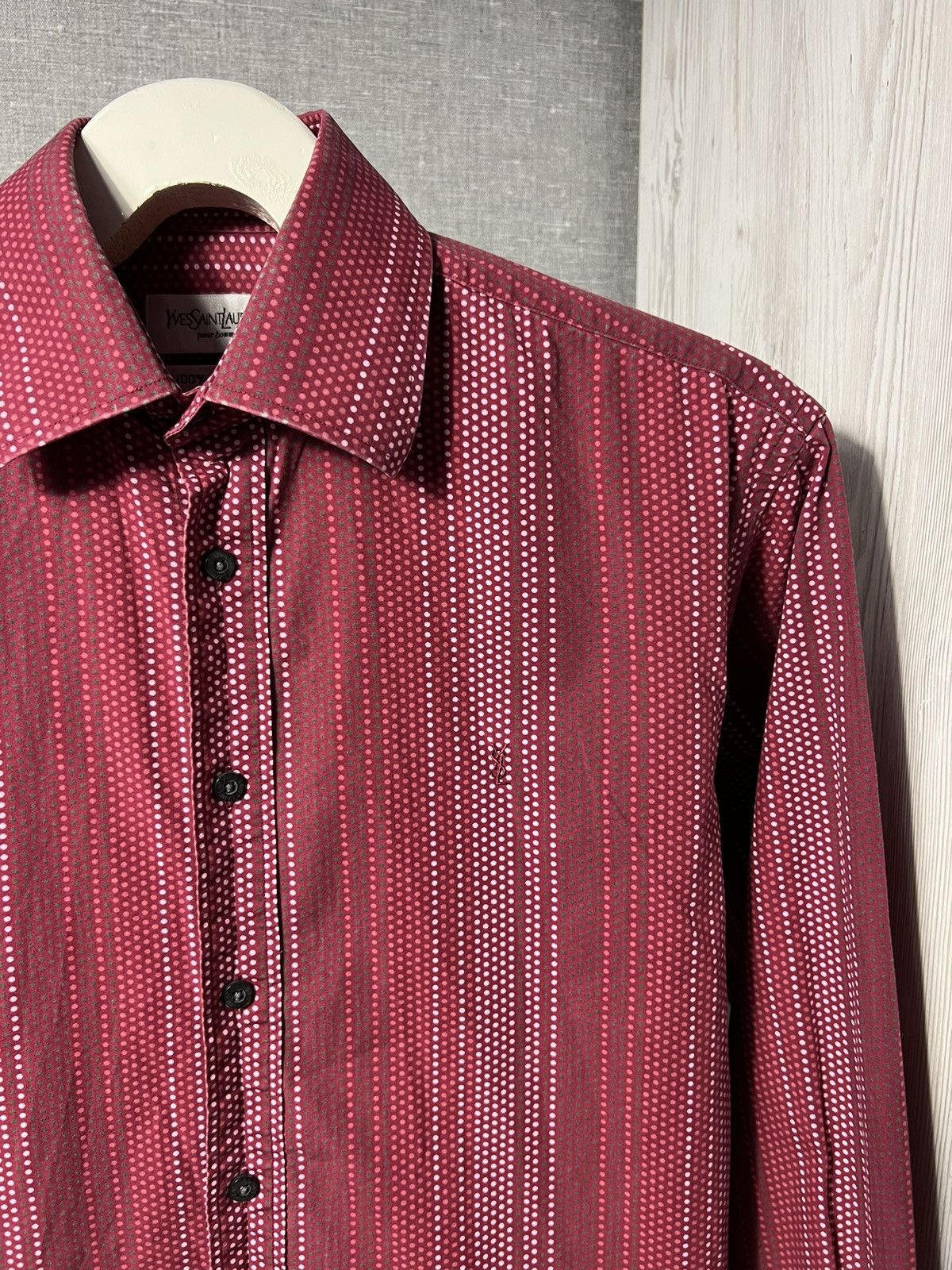 Vintage × Yves Saint Laurent Vintage Yves Saint Laurent Striped Button Up Cufflinks Shirt Size US M / EU 48-50 / 2 - 2 Thumbnail