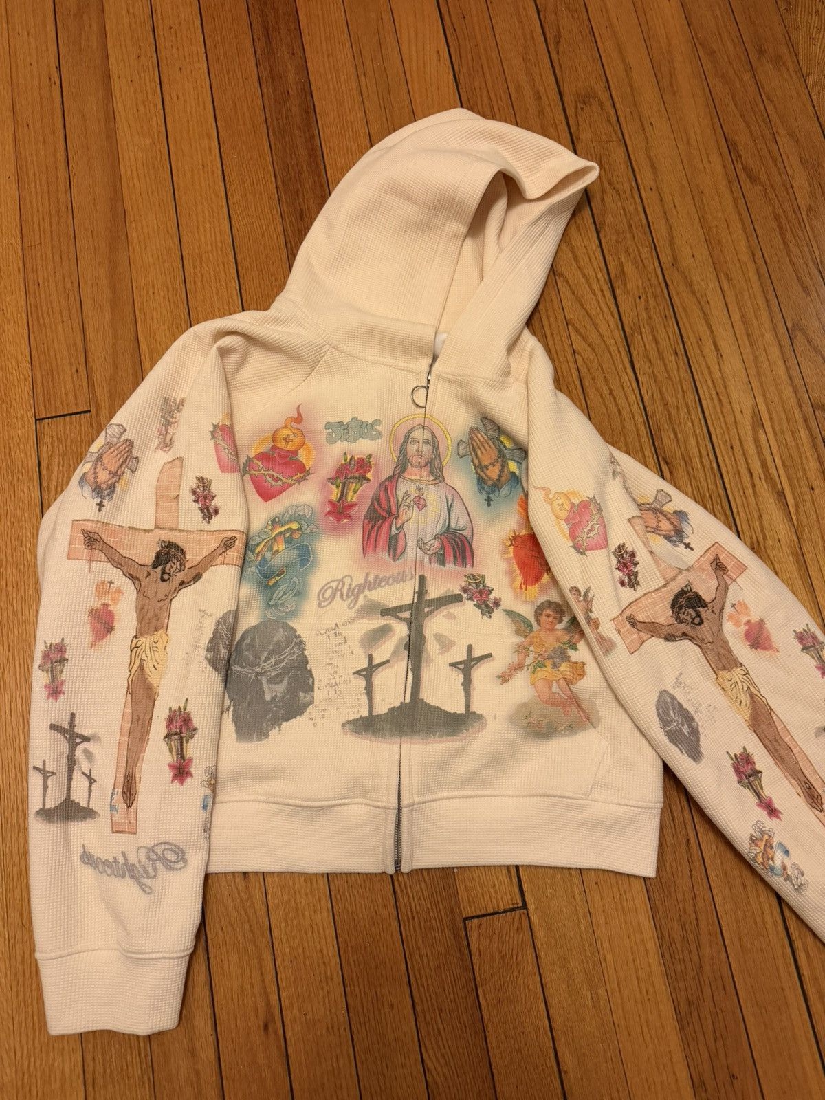 Other RIGHTEOUS RISEN KING ZIP UP HOODIE CREAM Size US L / EU 52-54 / 3 - 1 Thumbnail