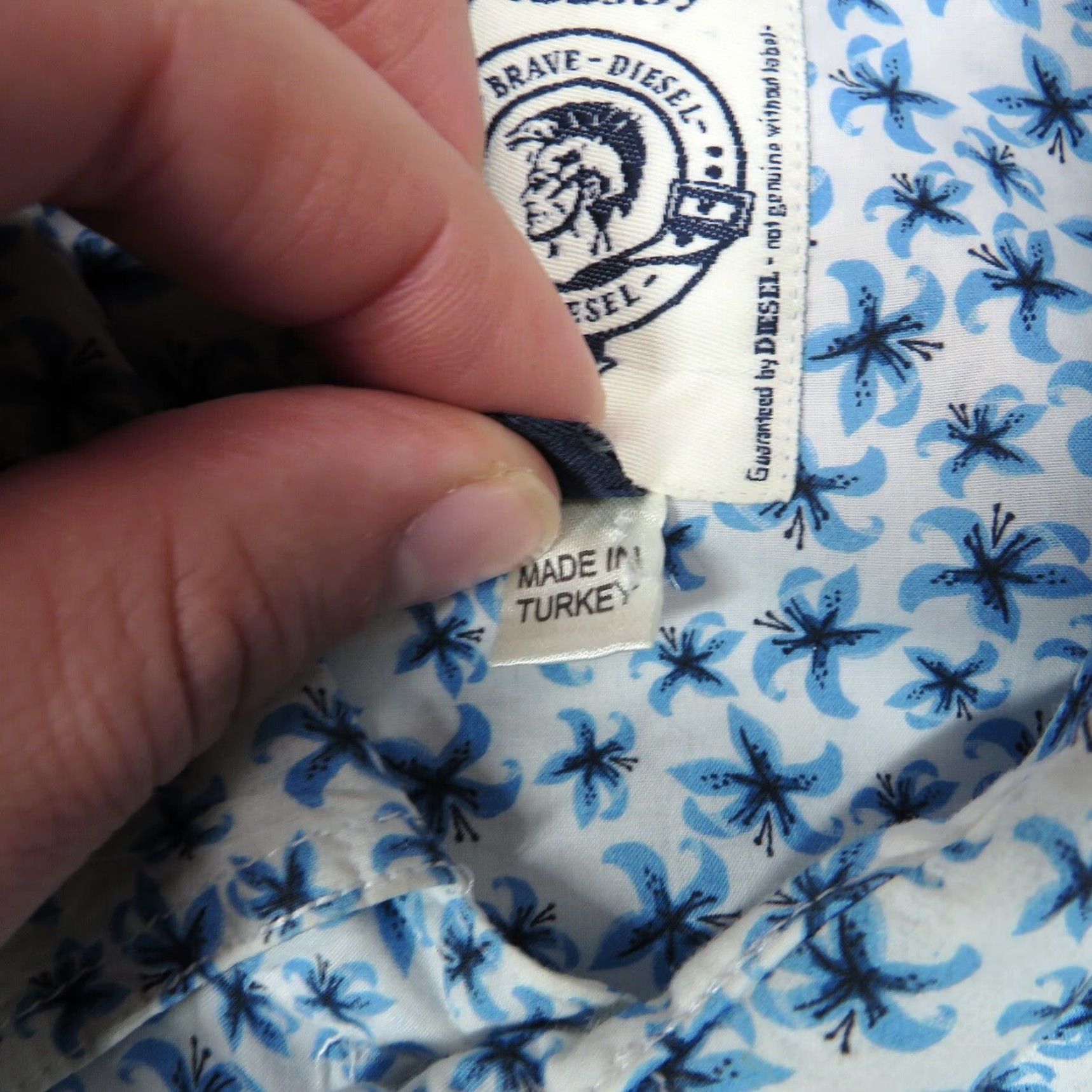Diesel Diesel Shirt Mens Medium Blue White Western Pearl Snap Floral All Over Designer Shirt Size US M / EU 48-50 / 2 - 6 Thumbnail