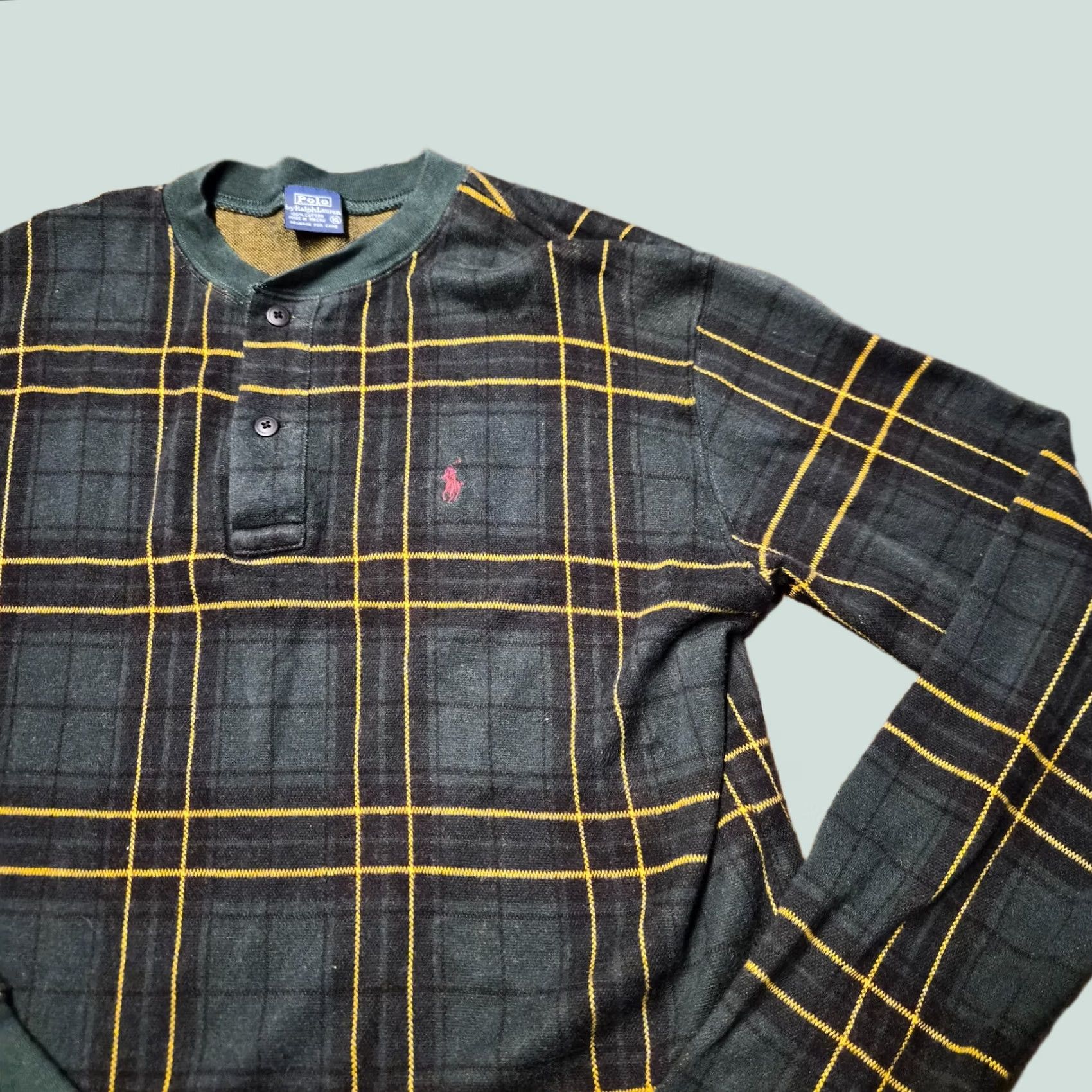 Polo Ralph Lauren VINTAGE Polo Ralph Lauren Mens Henley Tartan Plaid Size XL Long Sleeve 1990s Size US XL / EU 56 / 4 - 1 Thumbnail