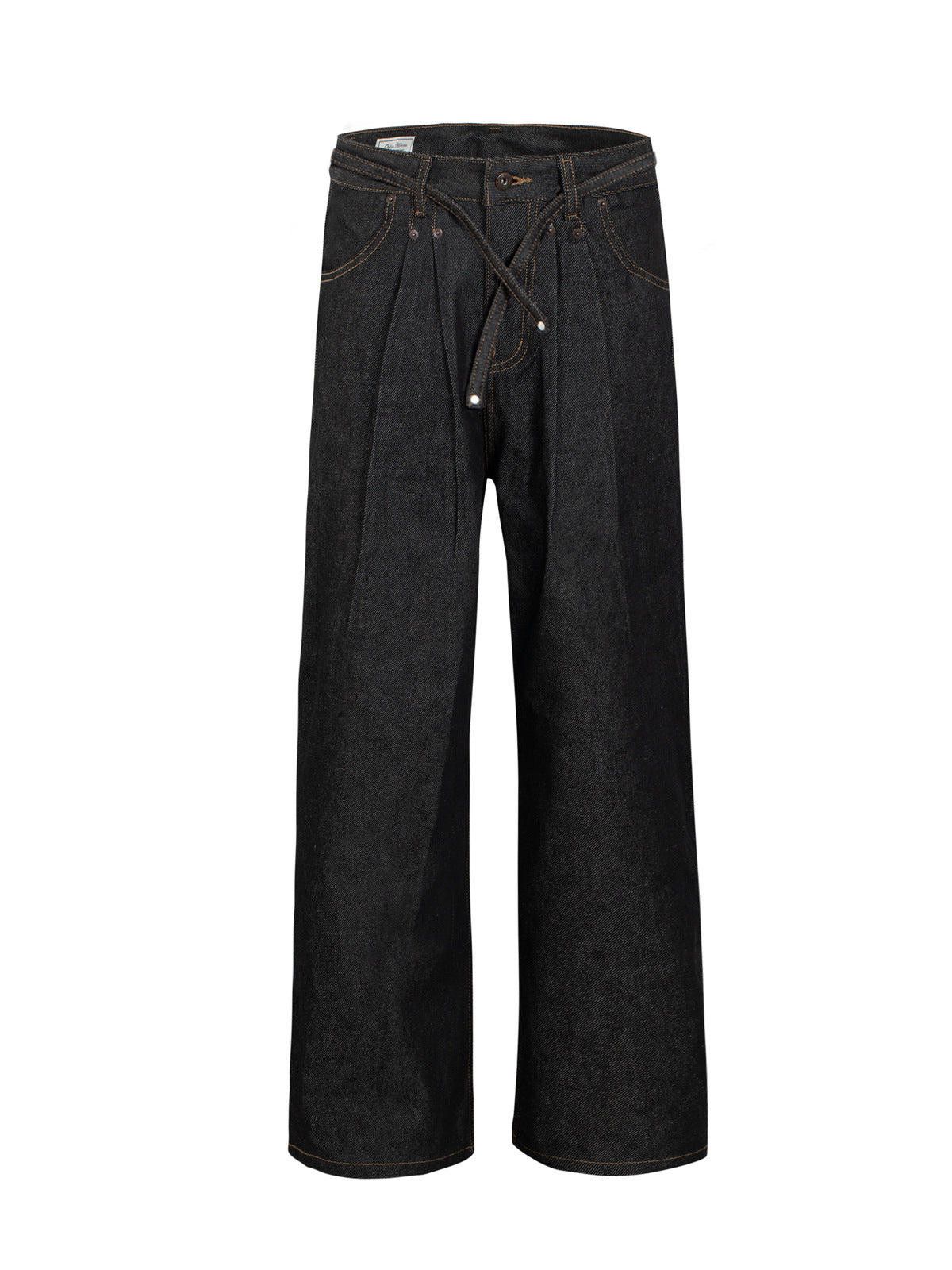 Vintage Black Wide Leg Raw Denim Jeans, Relaxed Fit Pants Size US 32 / EU 48 - 4 Thumbnail