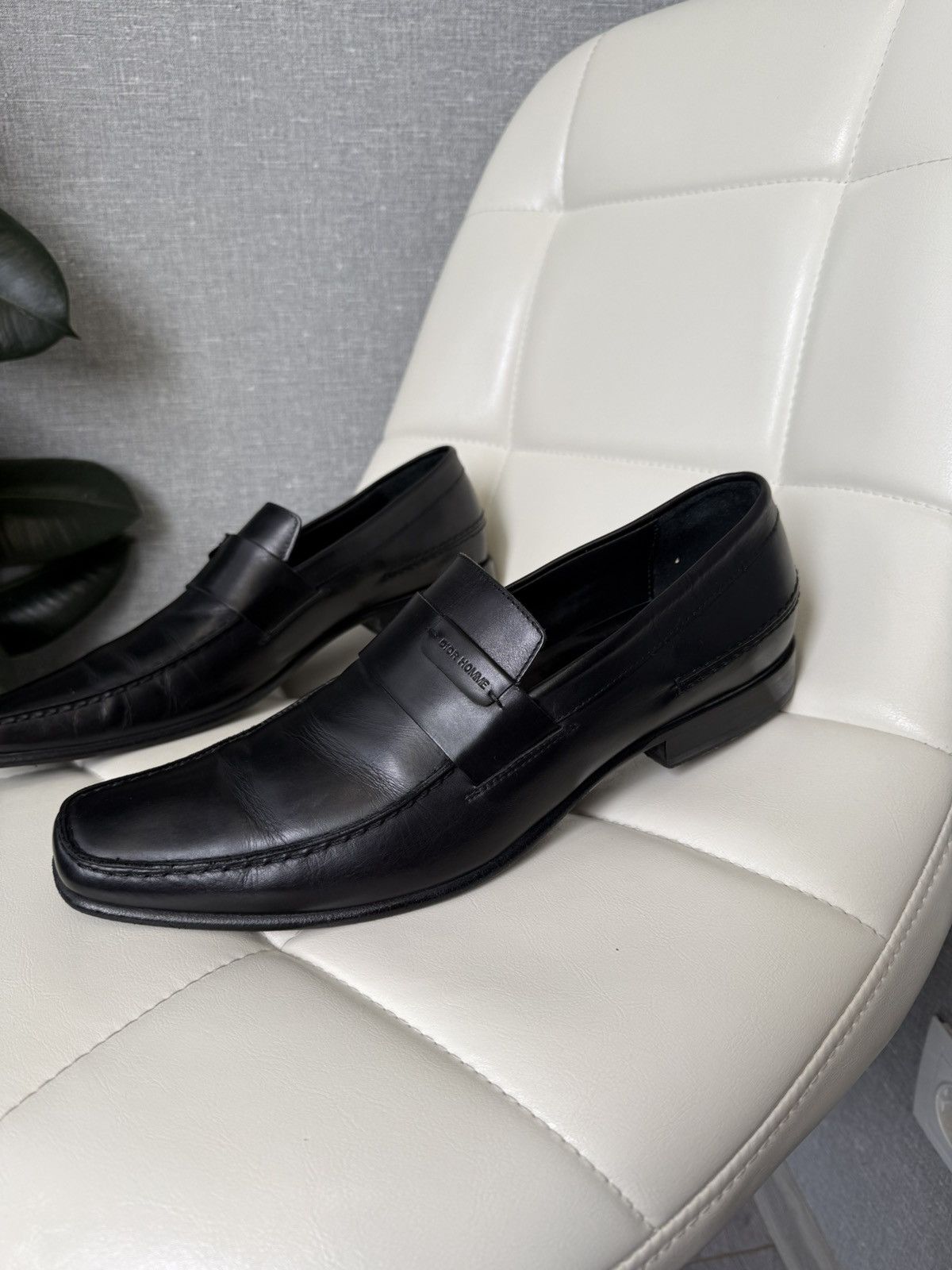 Rare Dior Homme Black Leather Penny Loafers CD Shoes Size 43