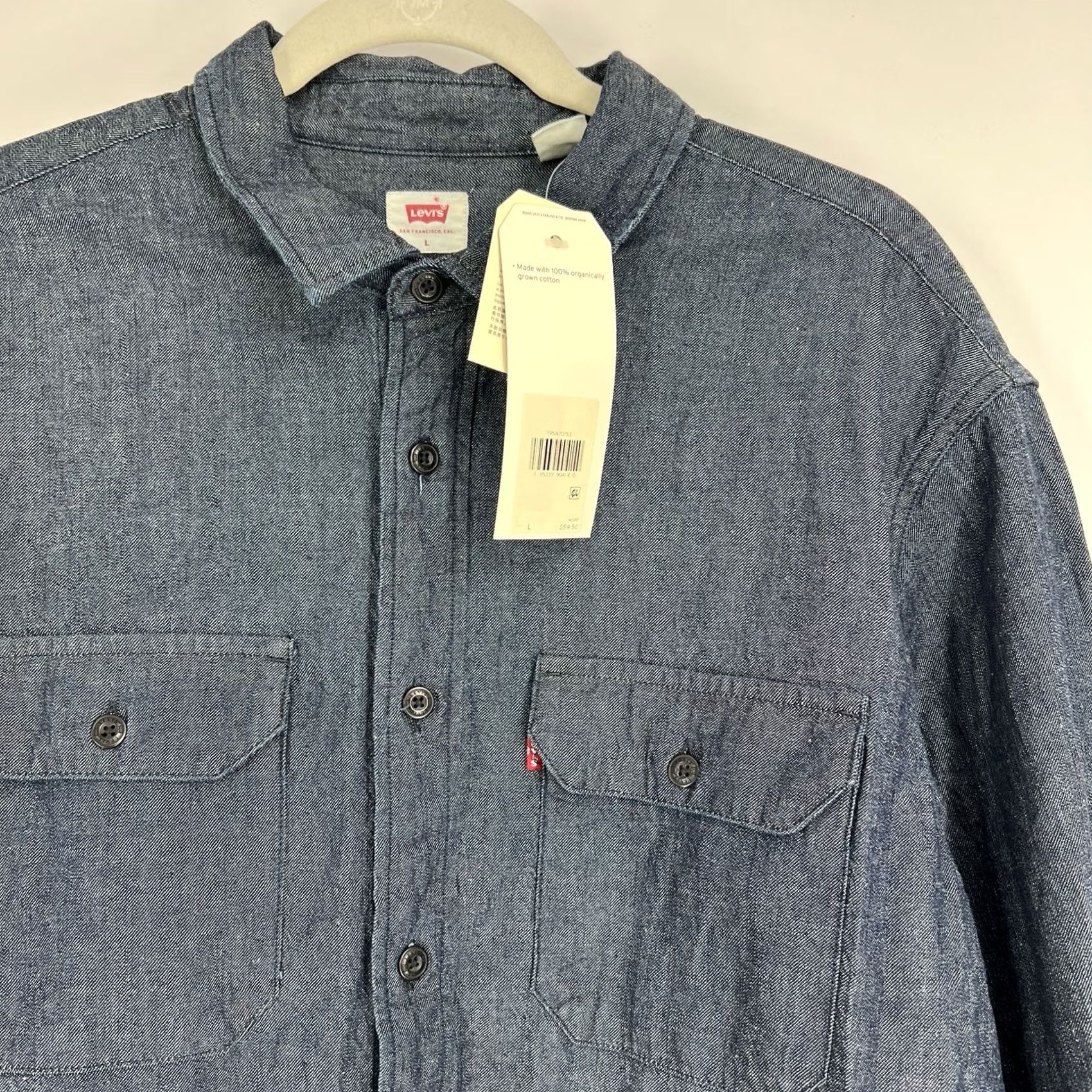 Levi's Levi's Made & Crafted New Standard Shirt Dark Wash Denim Relaxed Fit Long Sleeve Button-Up Size L Blue Mens Fashion Western Travel Winter Size US L / EU 52-54 / 3 - 6 Thumbnail