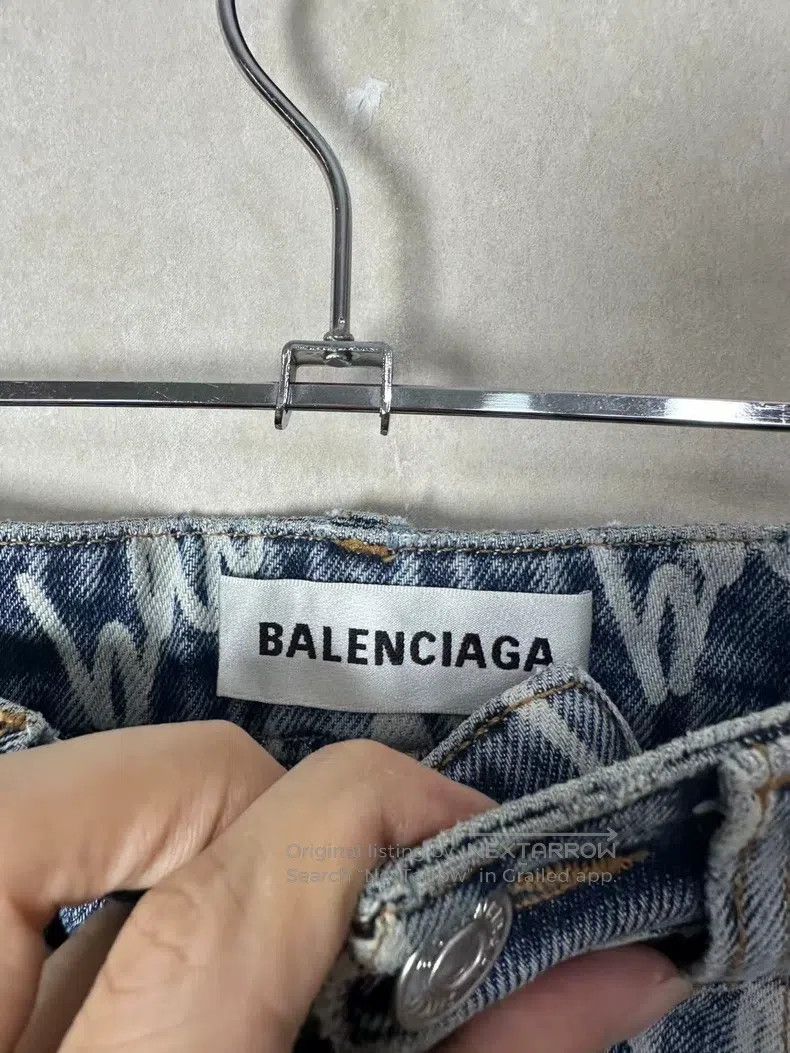 Balenciaga Balenciaga Logo Denim Skirt with Half Skirt Size 33" - 3 Thumbnail
