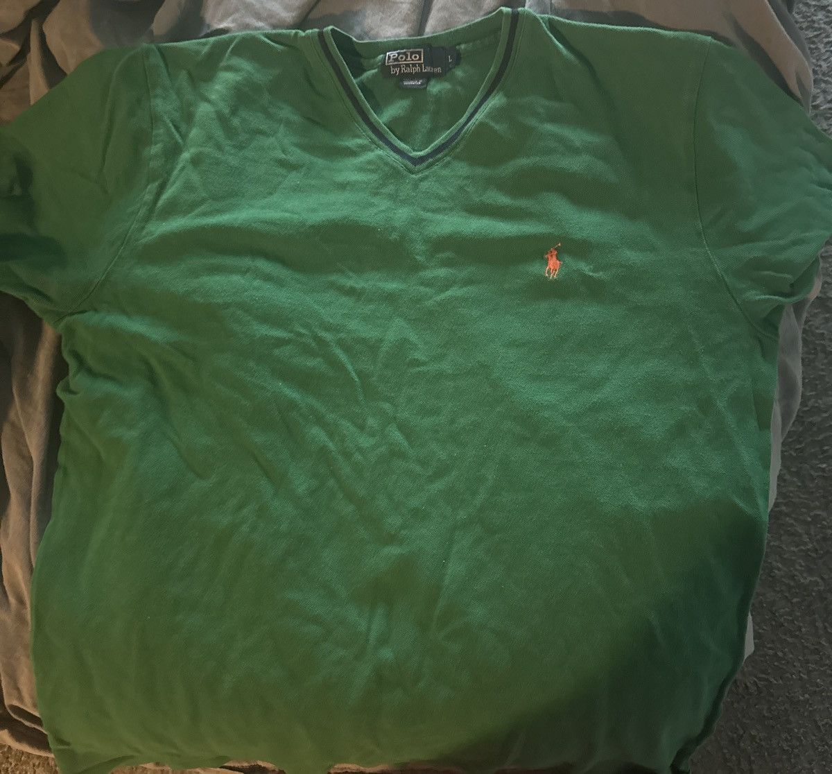 Designer × Polo Ralph Lauren × Vintage Polo Ralph Lauren V-Neck Polo Size US L / EU 52-54 / 3 - 1 Thumbnail