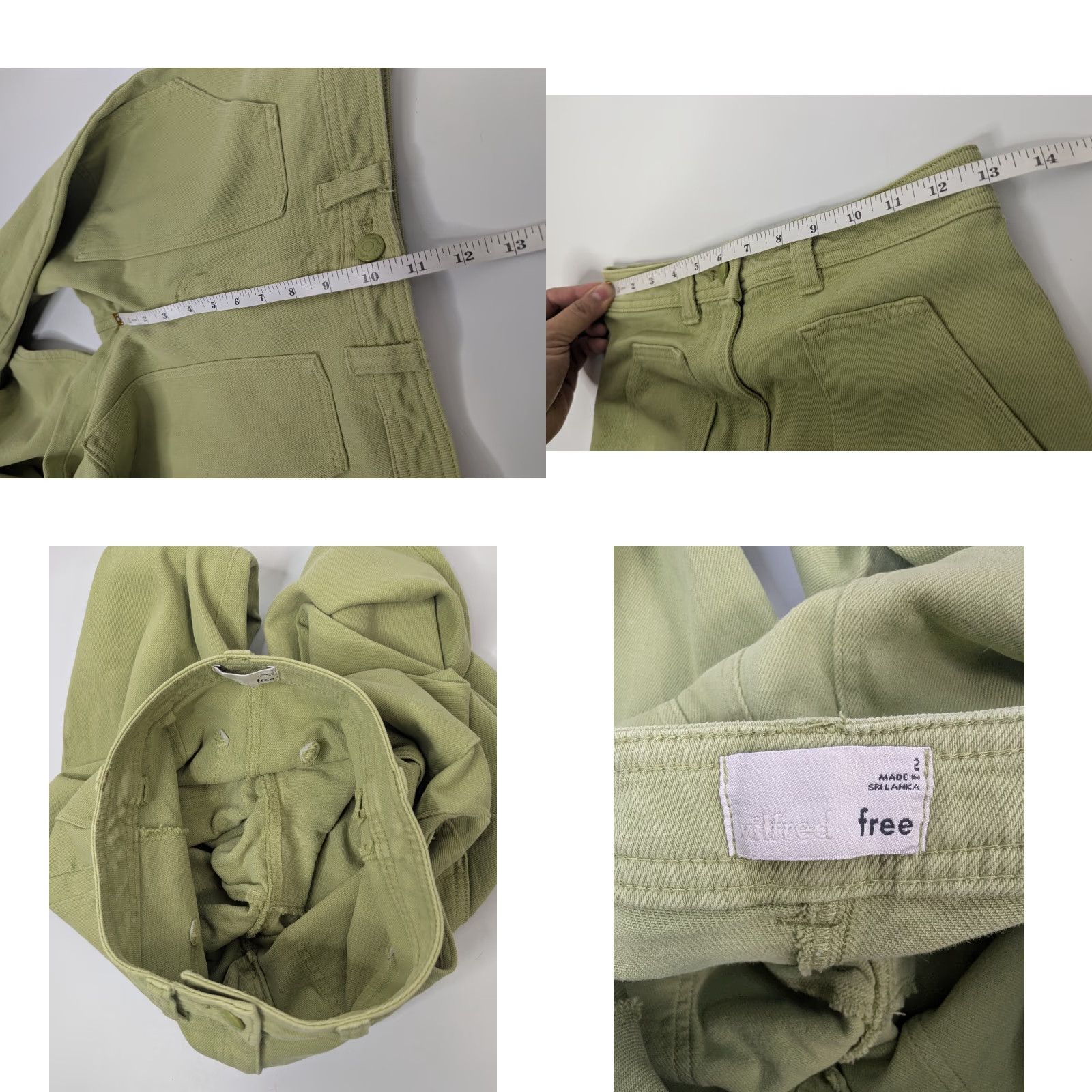 Aritzia Wilfred Free Pants Women's 2 Green Mid Rise Modern Utility Boho Twill Size 26" / US 2 / IT 38 - 8 Thumbnail