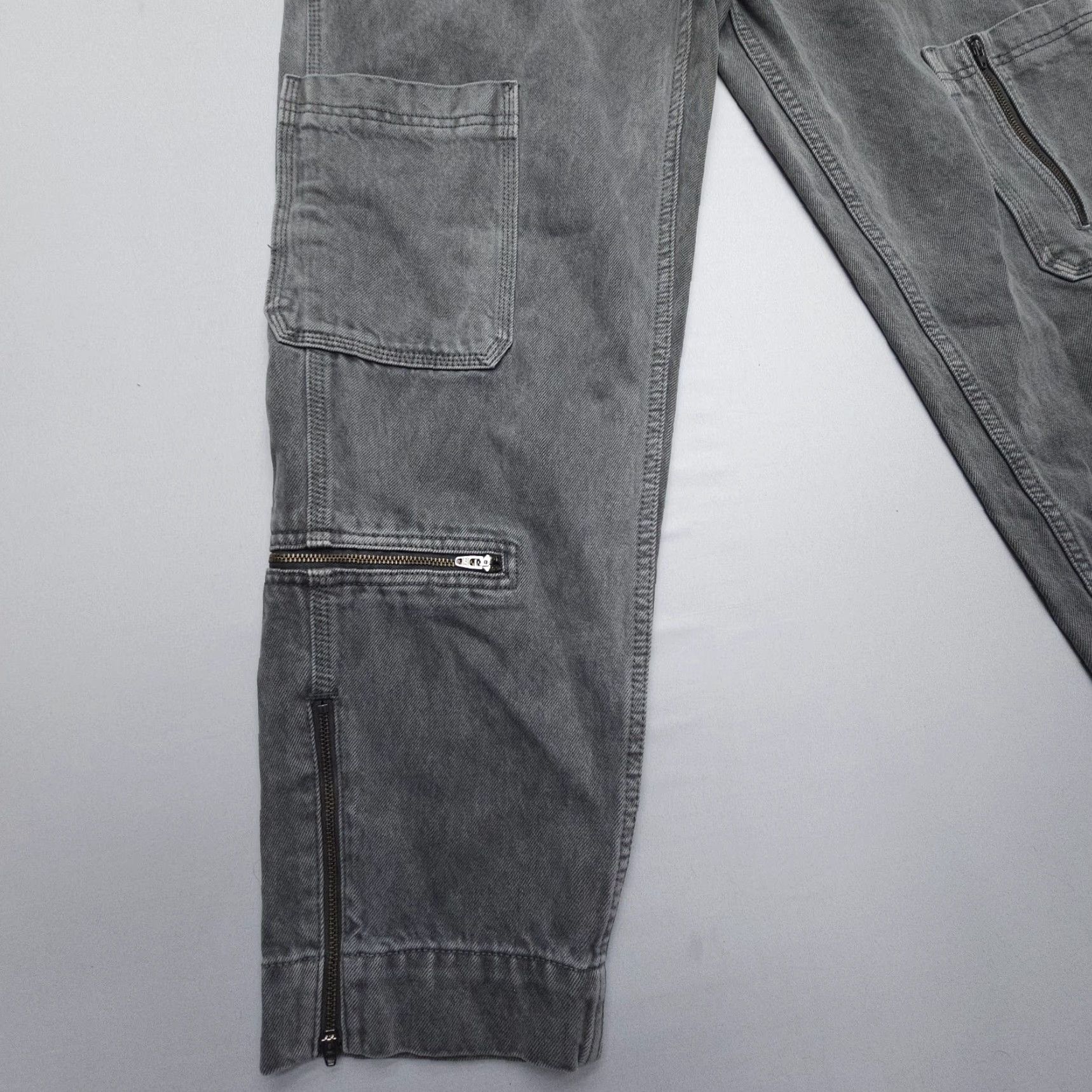 Vintage KanCan High Rise Heavyweight Cargo Jeans Womens 9 / 28 Gray Baggy Oversized Size 28" / US 6 / IT 42 - 3 Thumbnail